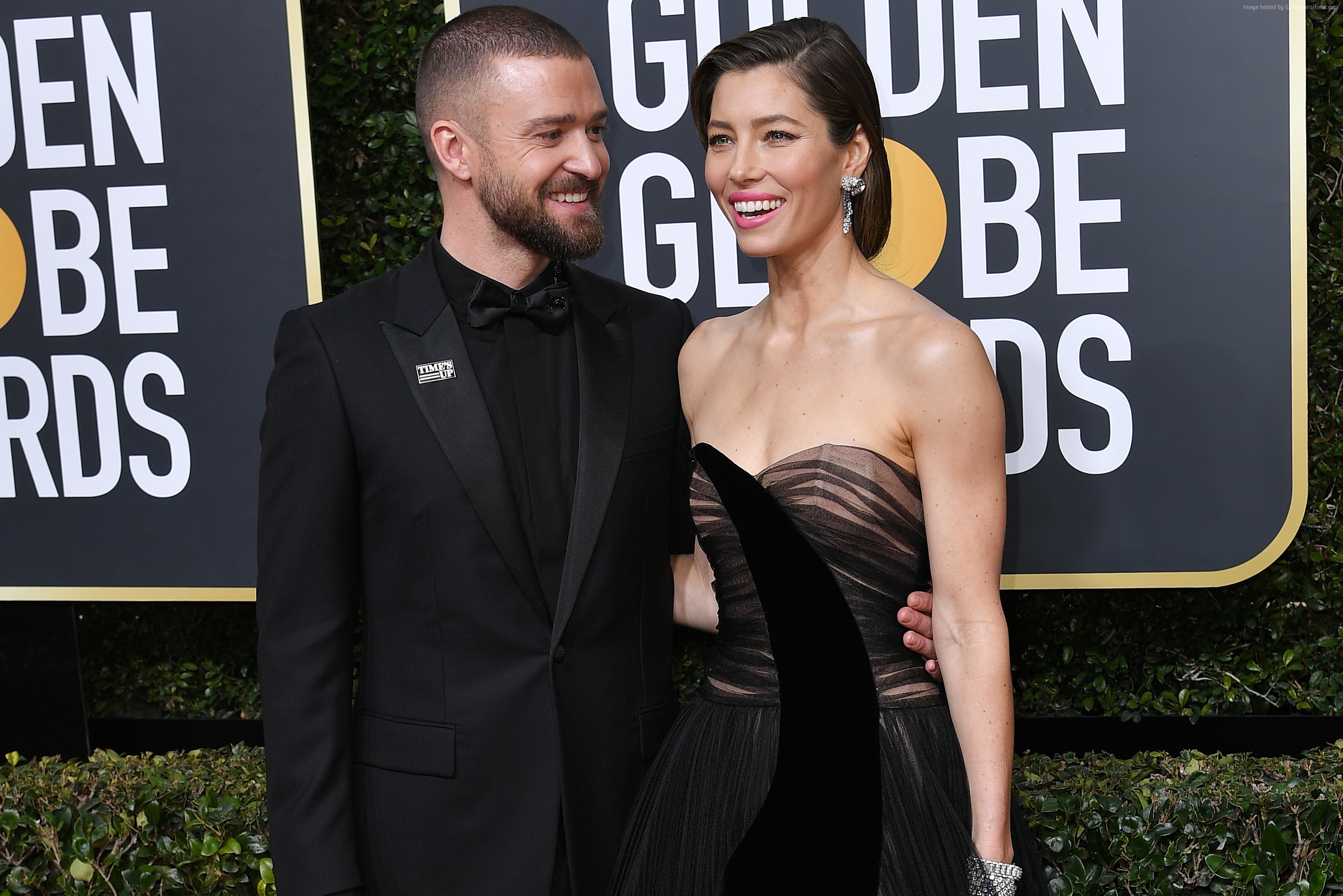 Justin Timberlake and Jessica Biel at Golden Globes 2018 HD Wallpaper