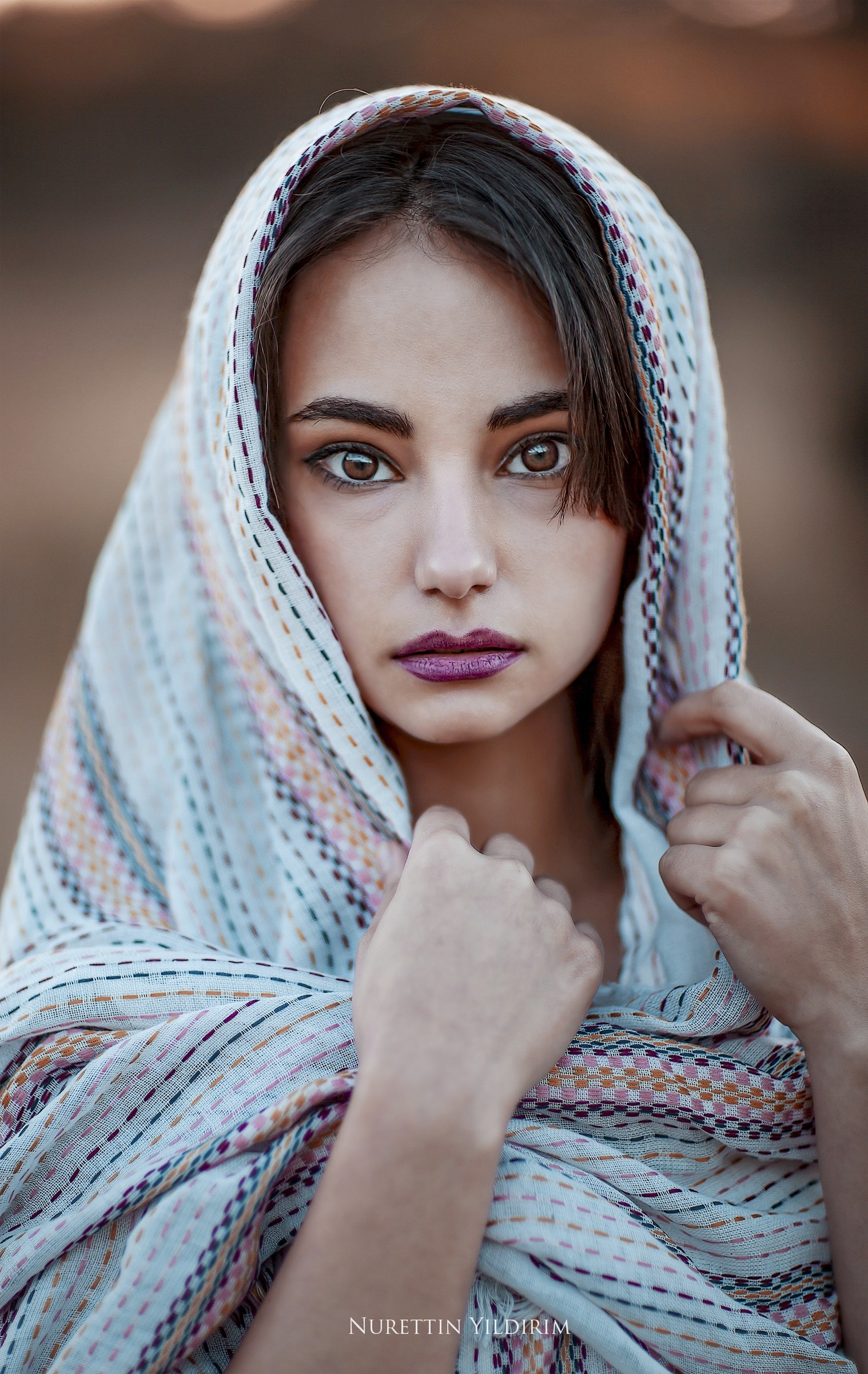 Portrait of a woman wearing a headscarf HD Wallpaper