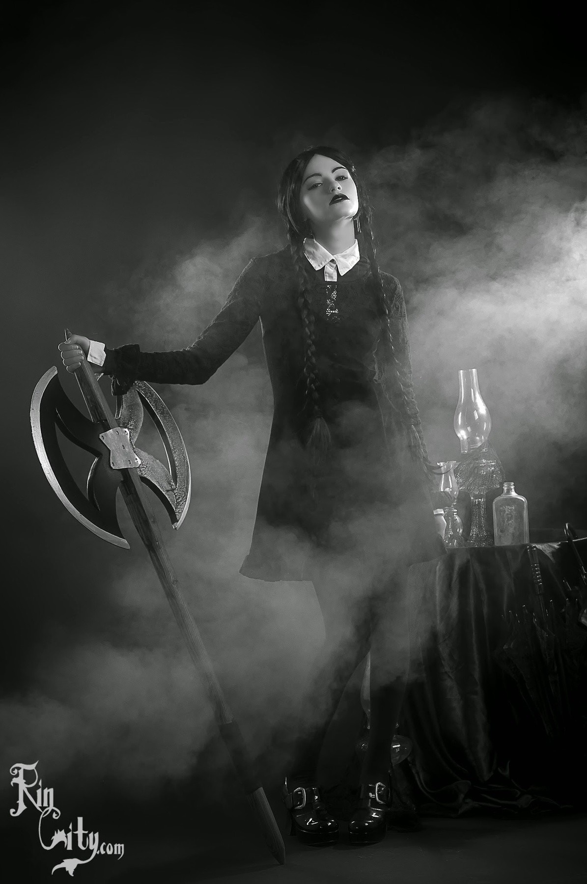 Wednesday Addams with Axe, Katrina Wilkinson Cosplay HD Wallpaper