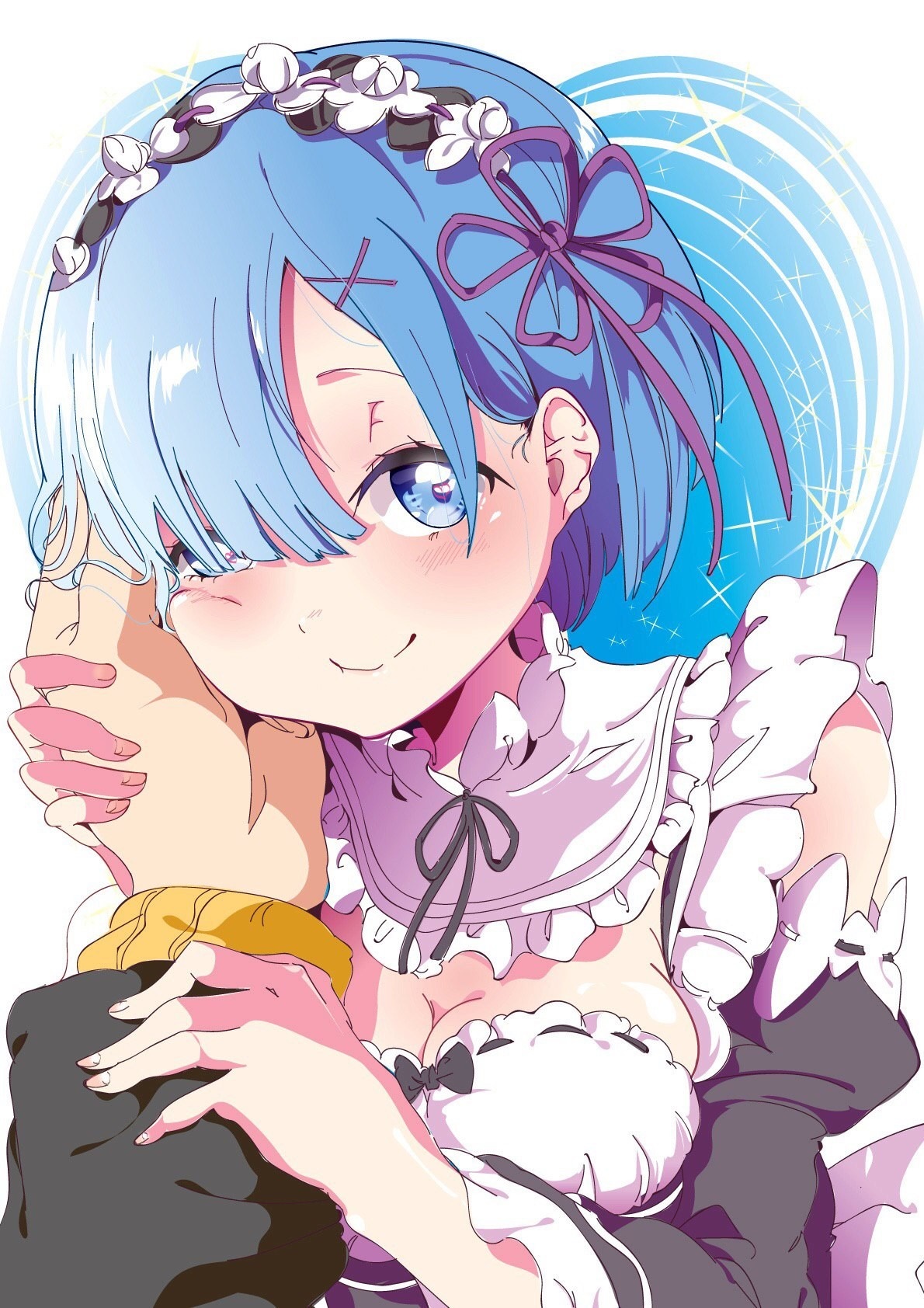 Rem from Re:Zero hugging someone HD Wallpaper