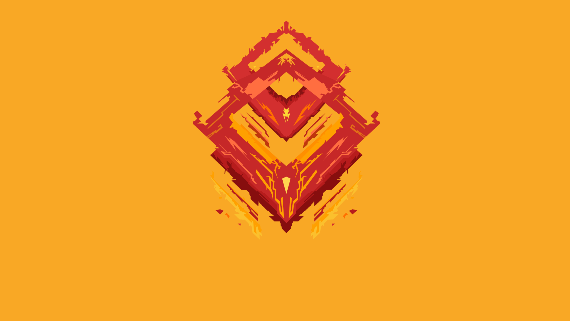 Abstract red and orange geometric design on orange background HD Wallpaper