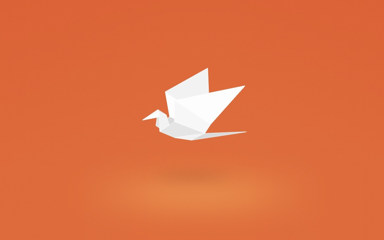 Origami bird illustration on orange background HD Wallpaper