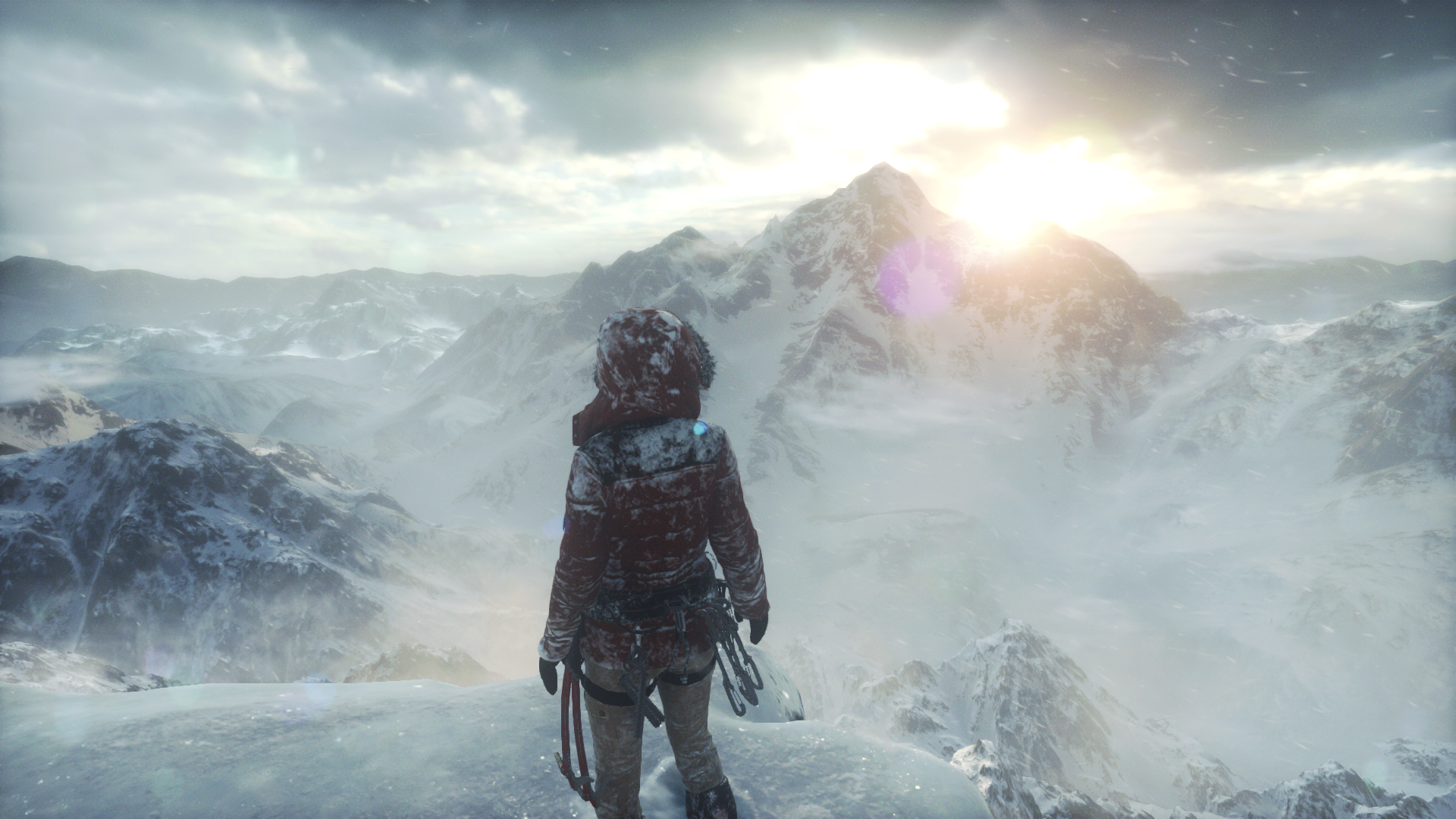 Lara Croft from Rise of the Tomb Raider in snowy mountains HD Wallpaper