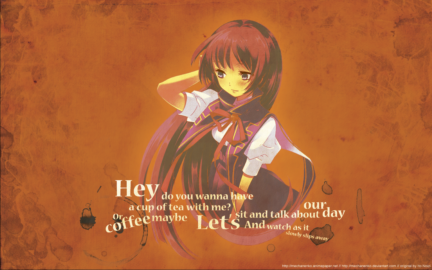 Anime girl with text overlay HD Wallpaper