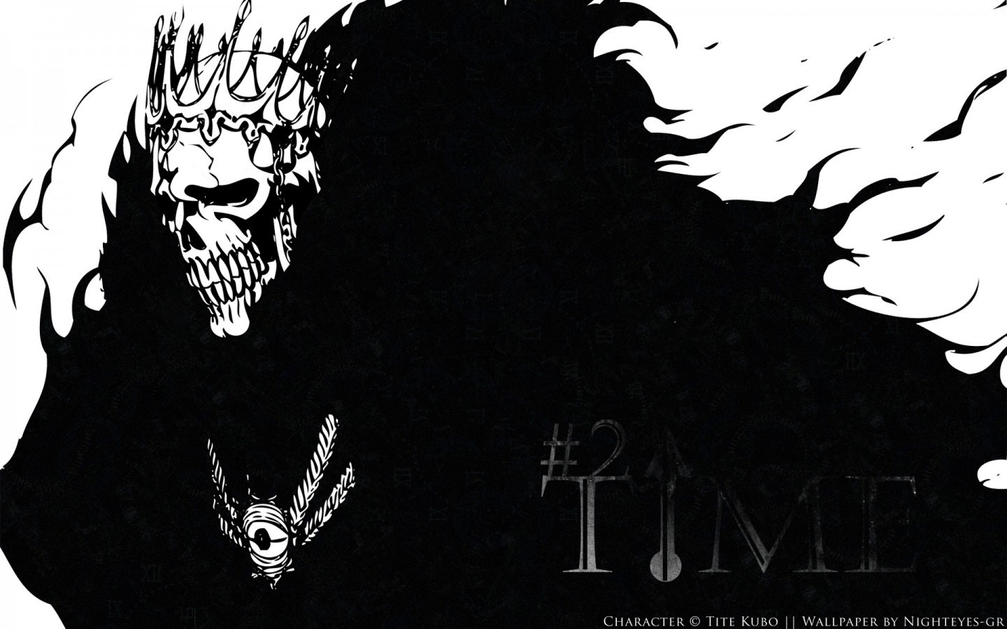 Skull with Crown and "TIME" text from Bleach HD Wallpaper