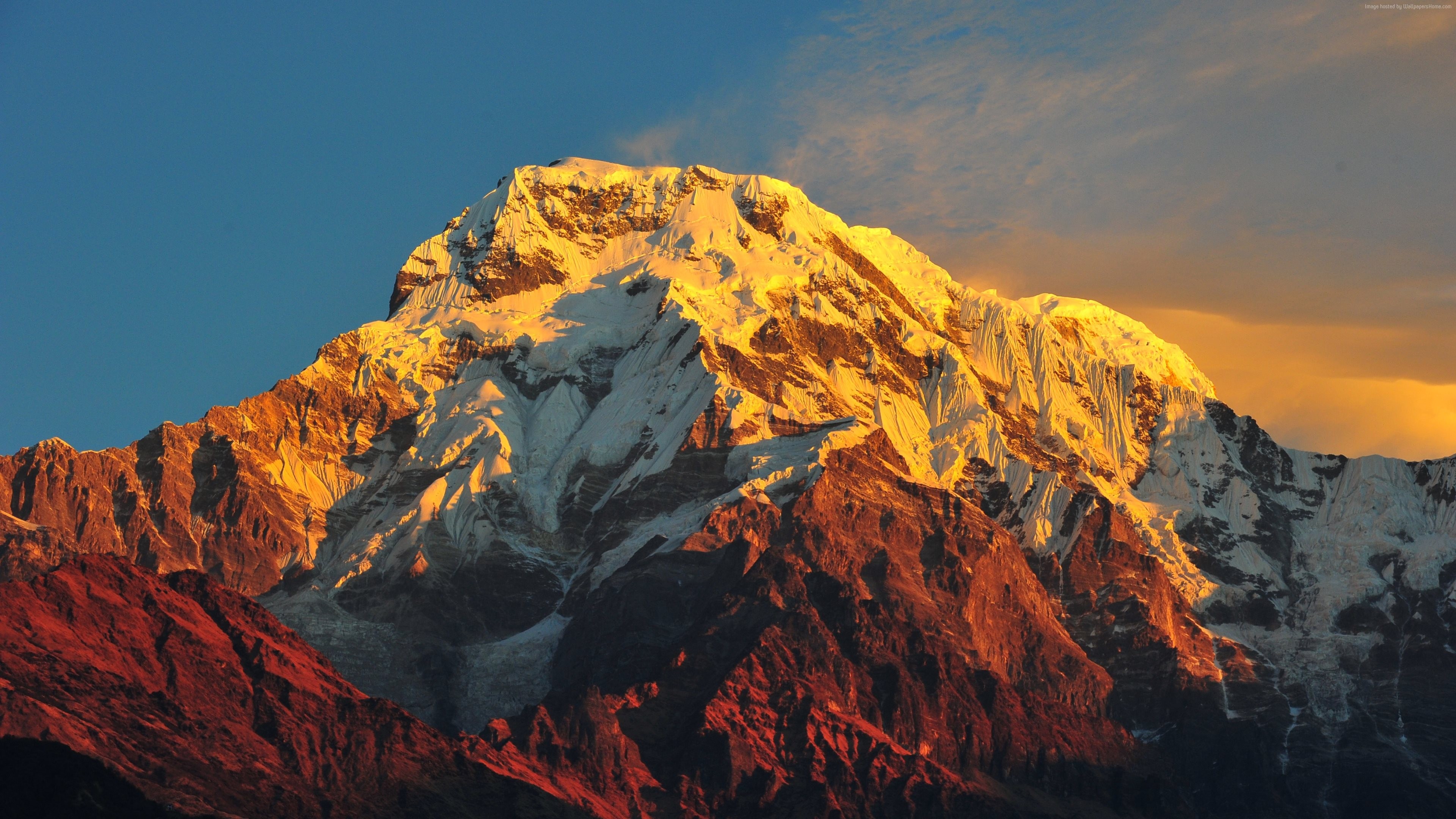 4k, mountain, snow HD Wallpaper