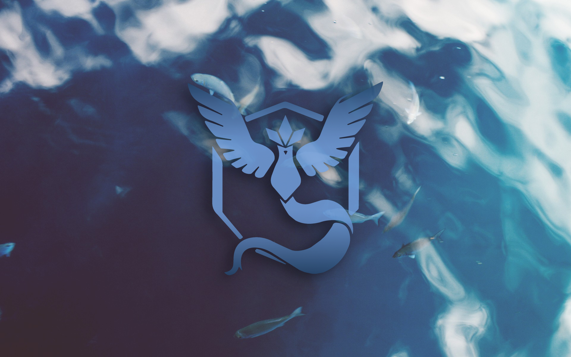 Team Mystic logo with fish underwater HD Wallpaper