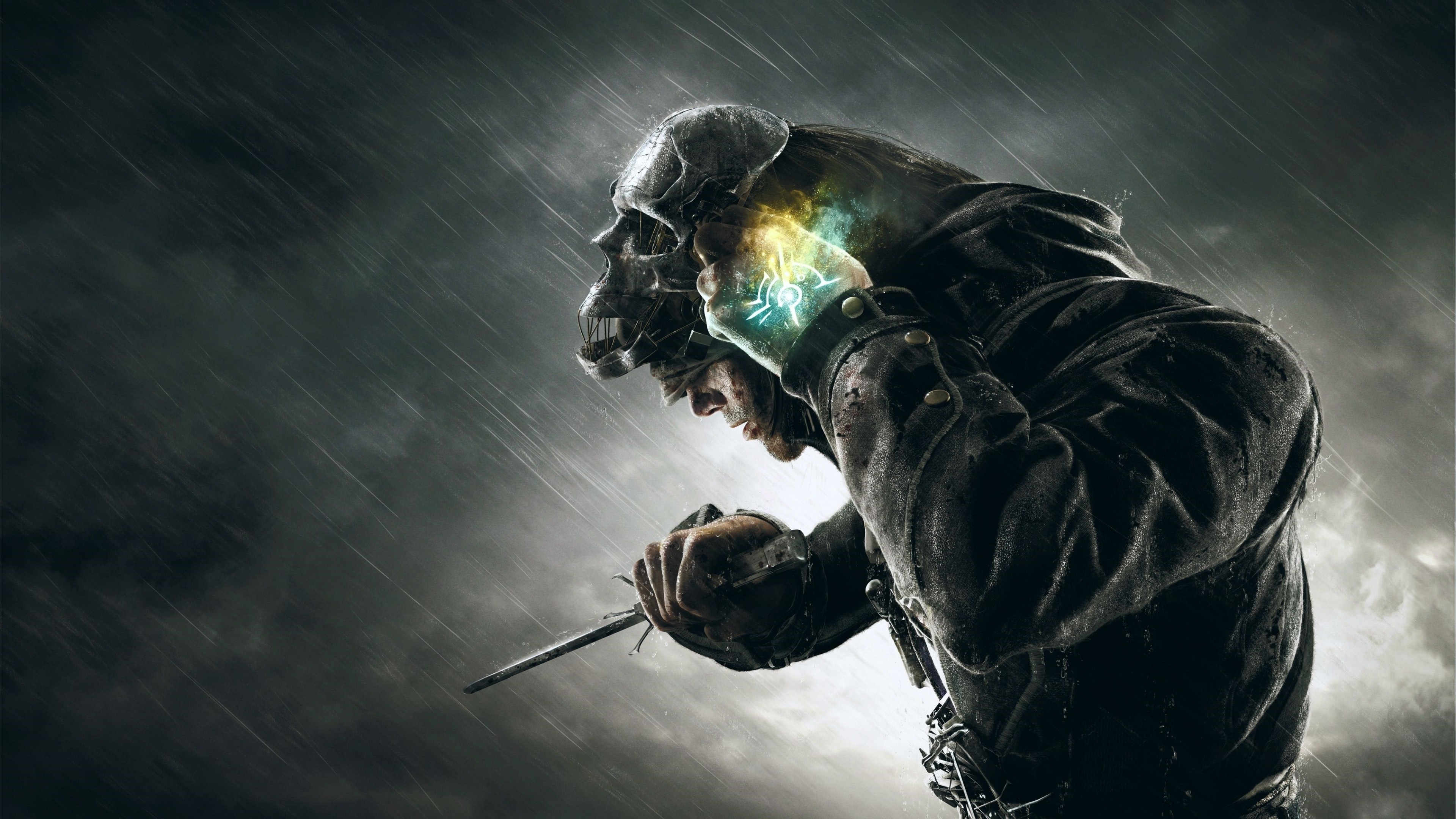 Corvo Attano from Dishonored in the rain HD Wallpaper
