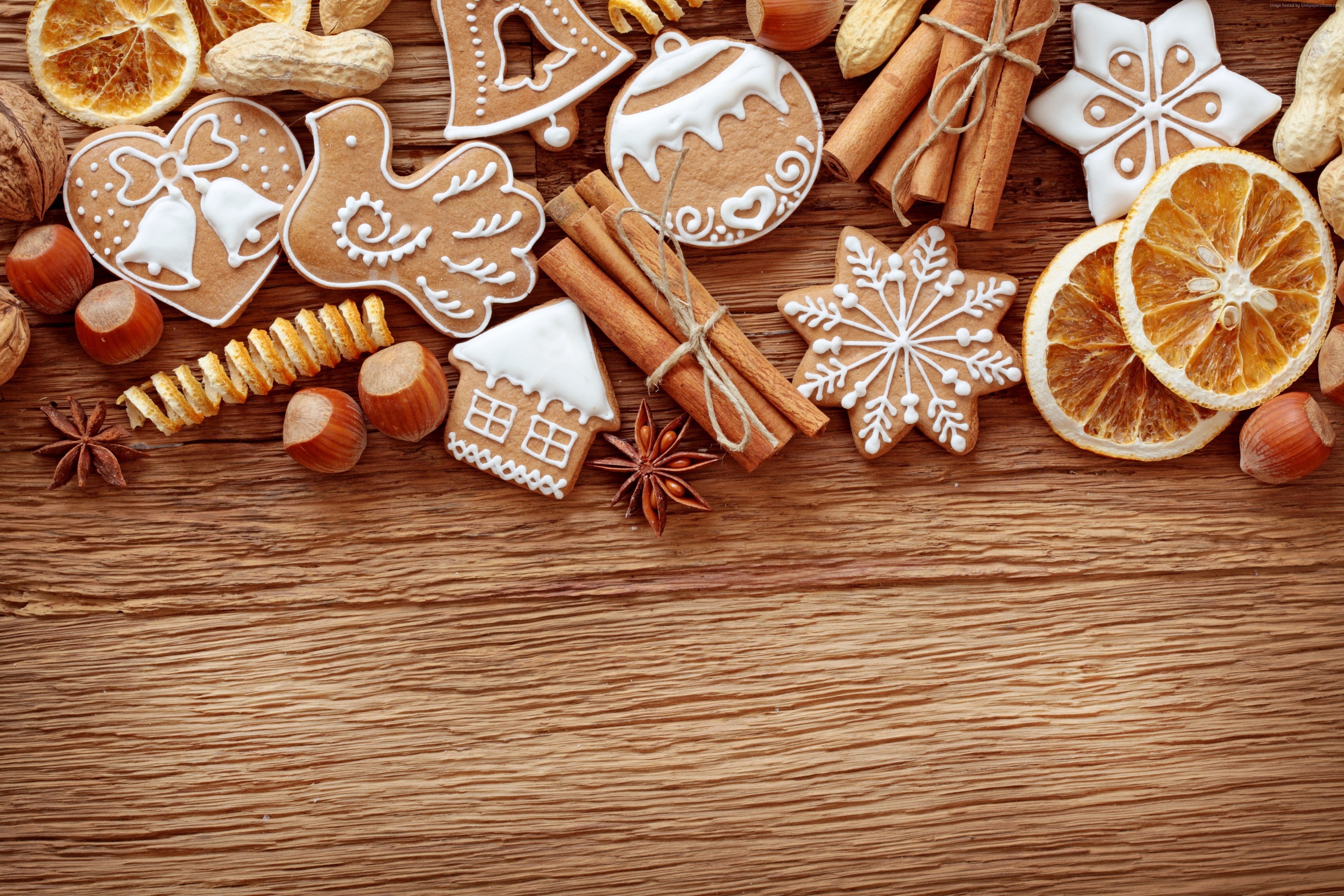 4k, Christmas, New Year, cinnamon, cake HD Wallpaper