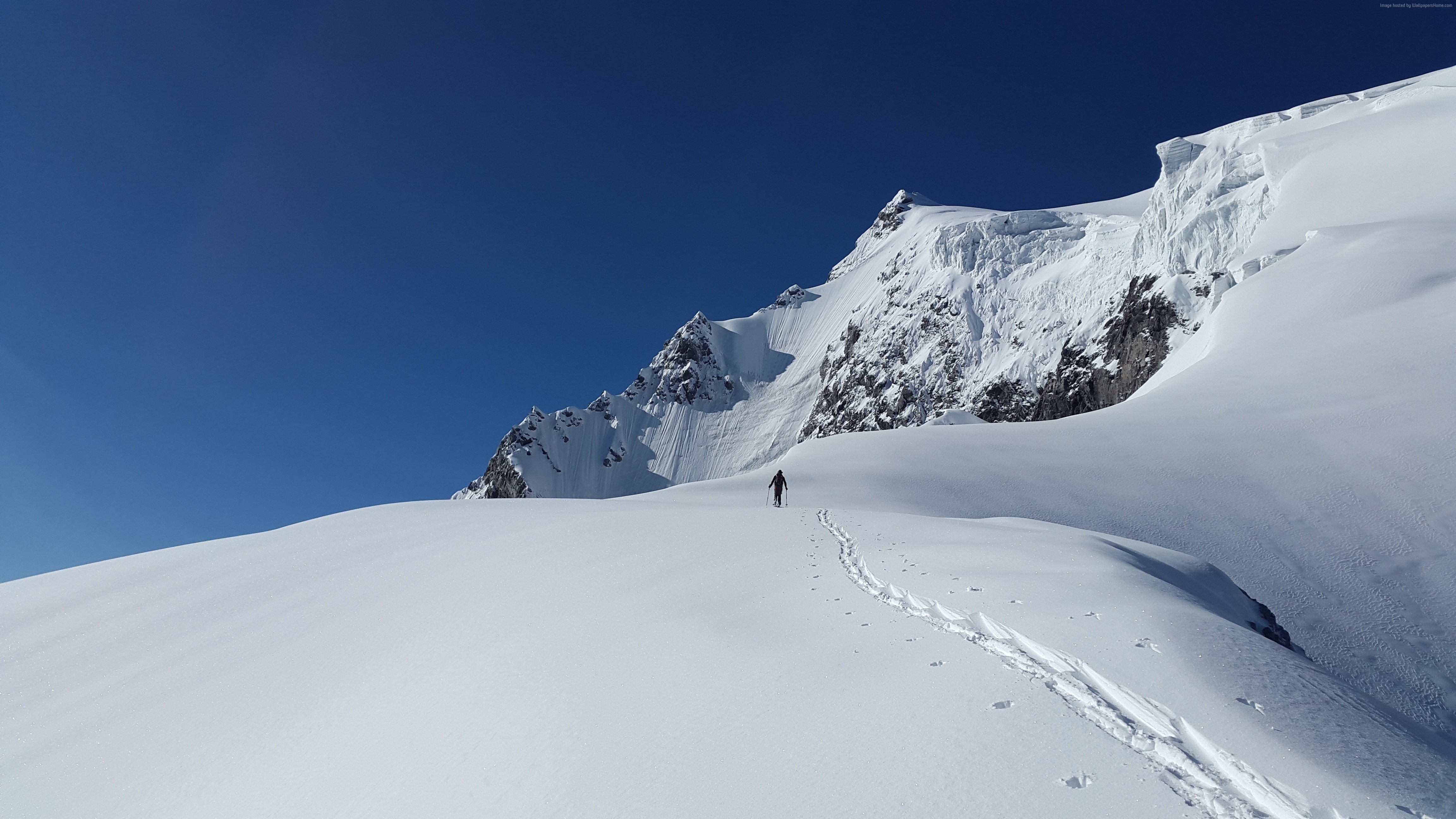 4K Snow Mountains Winter HD Wallpaper