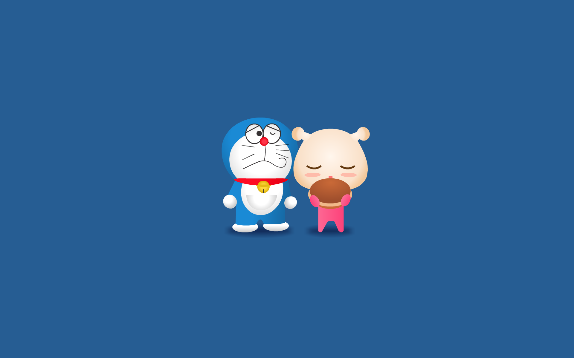 Doraemon and a small bear character HD Wallpaper