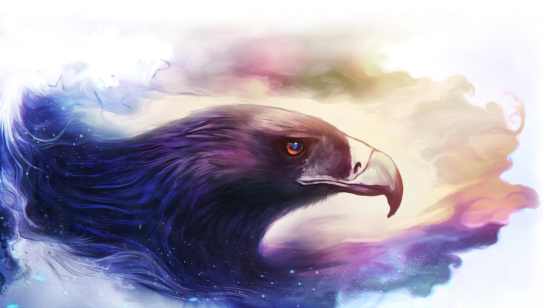 Fantasy art illustration of an eagle's head HD Wallpaper