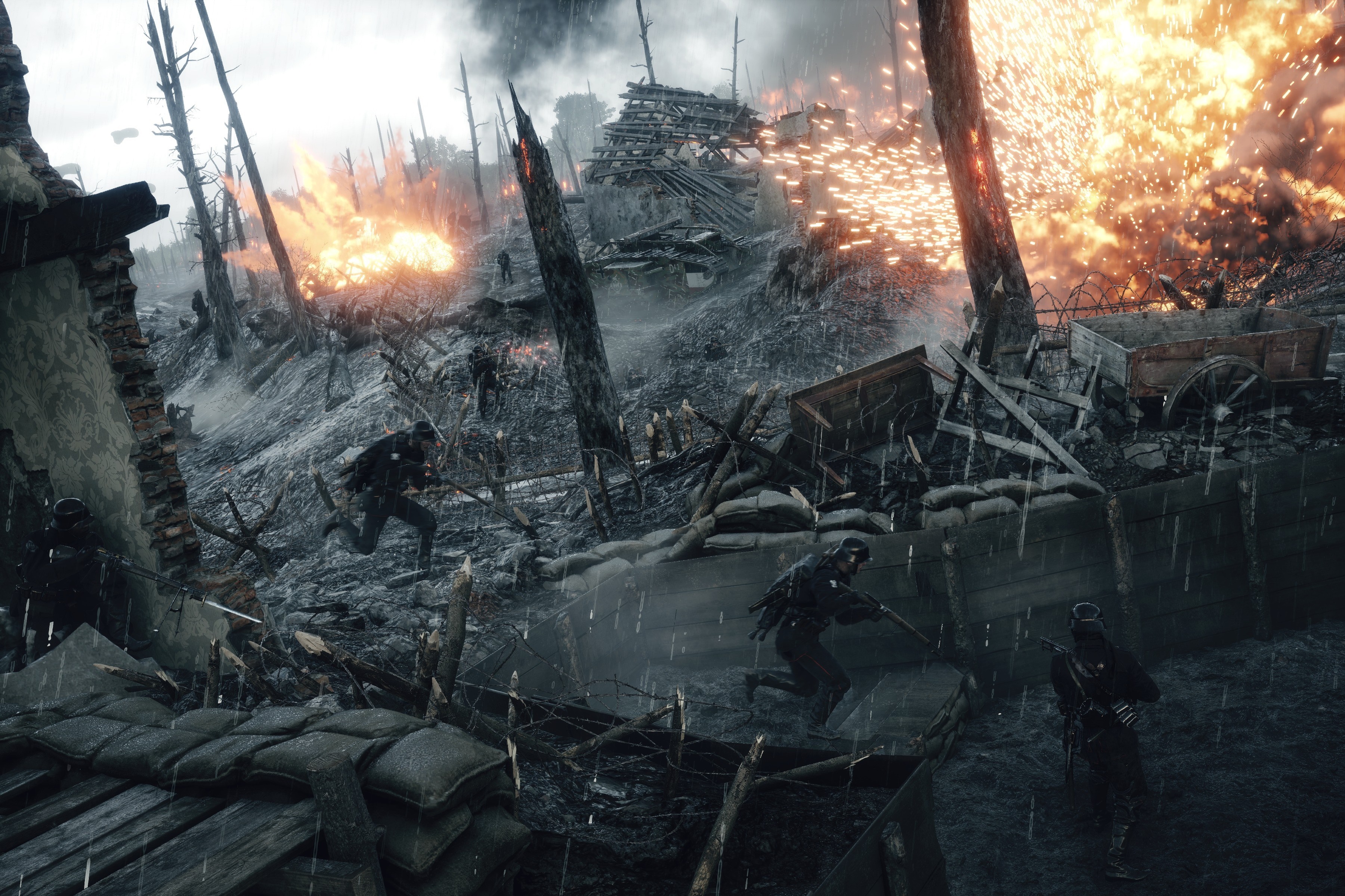 Soldiers in a World War I battlefield in Battlefield 1 HD Wallpaper