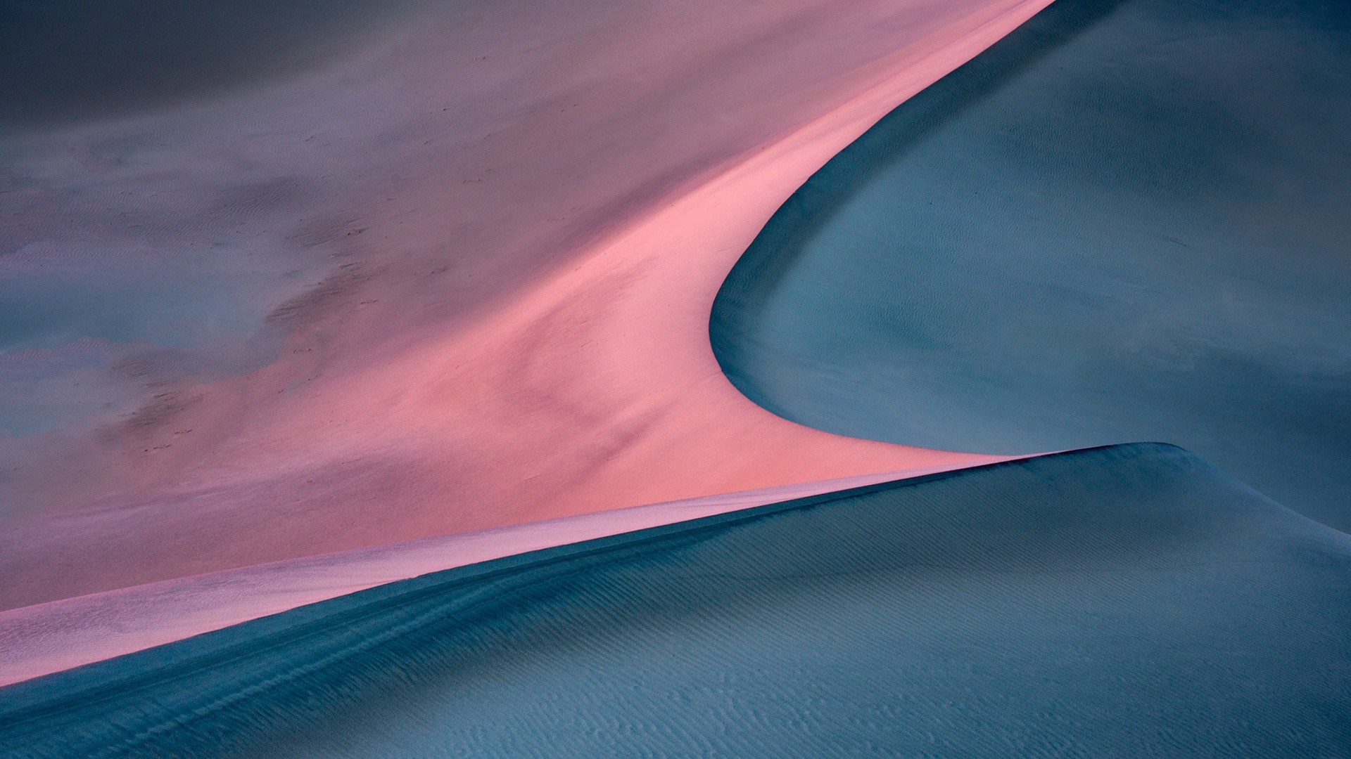 Pink and blue sand dunes at sunset HD Wallpaper