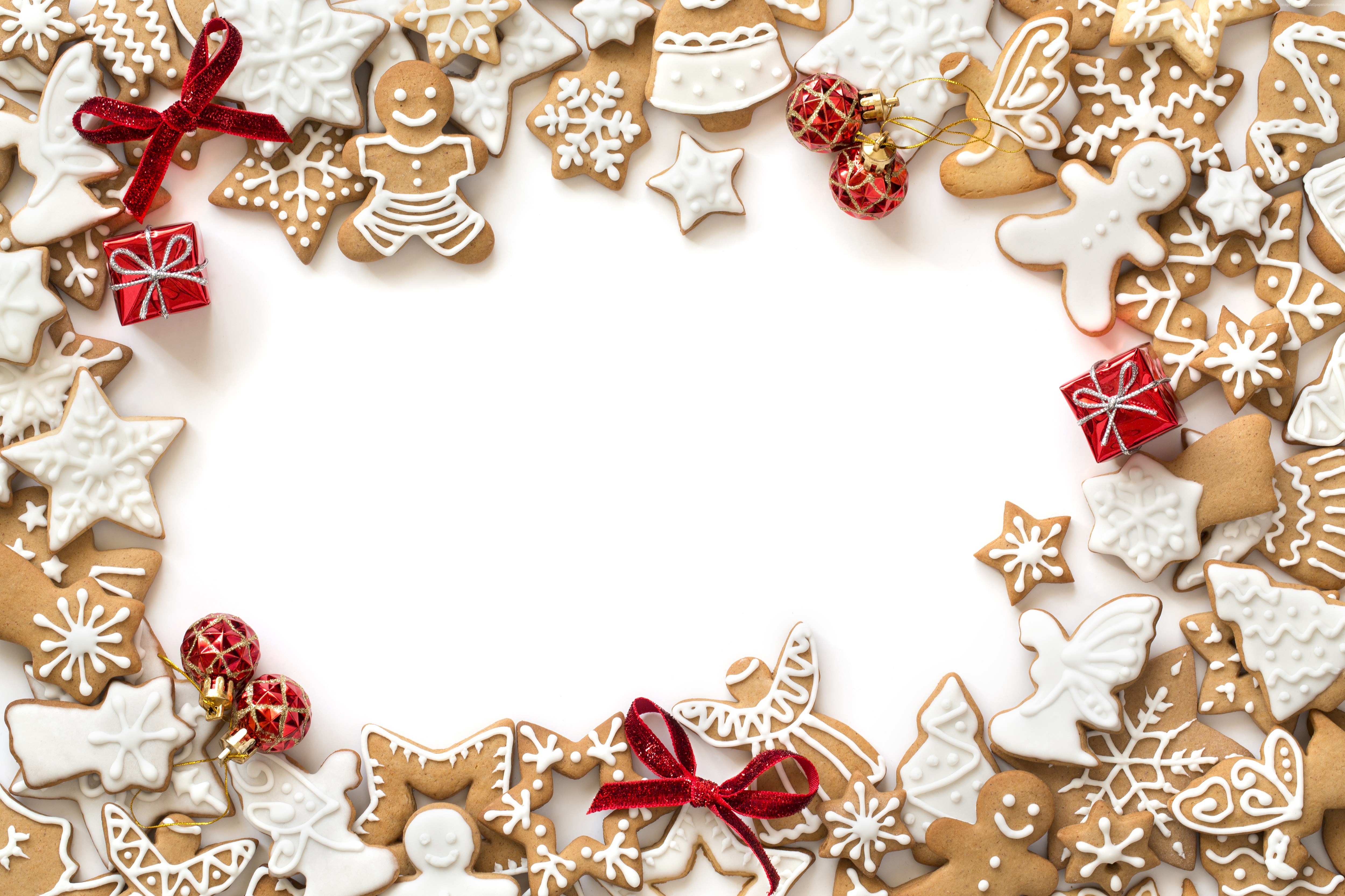 Christmas gingerbread cookies and ornaments HD Wallpaper