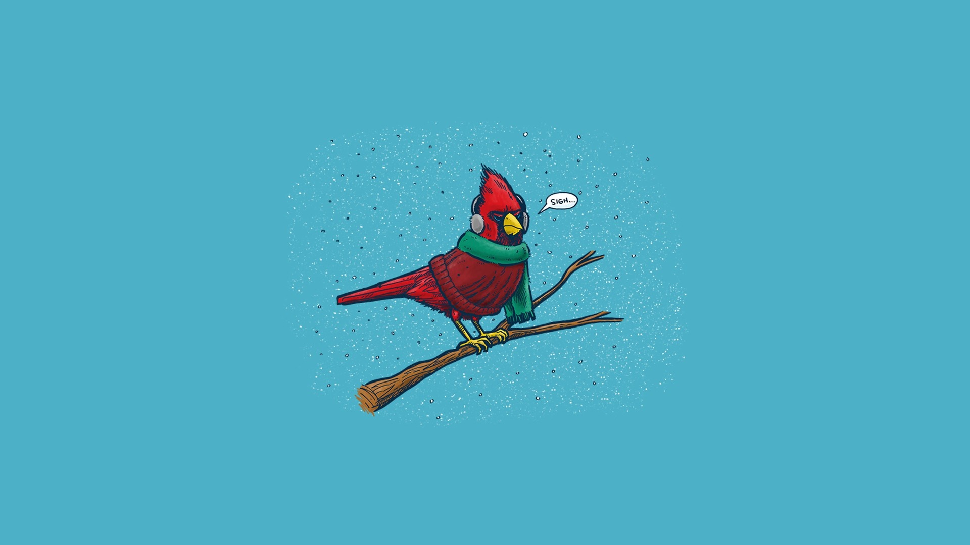 Cardinal wearing a sweater and scarf in the snow HD Wallpaper