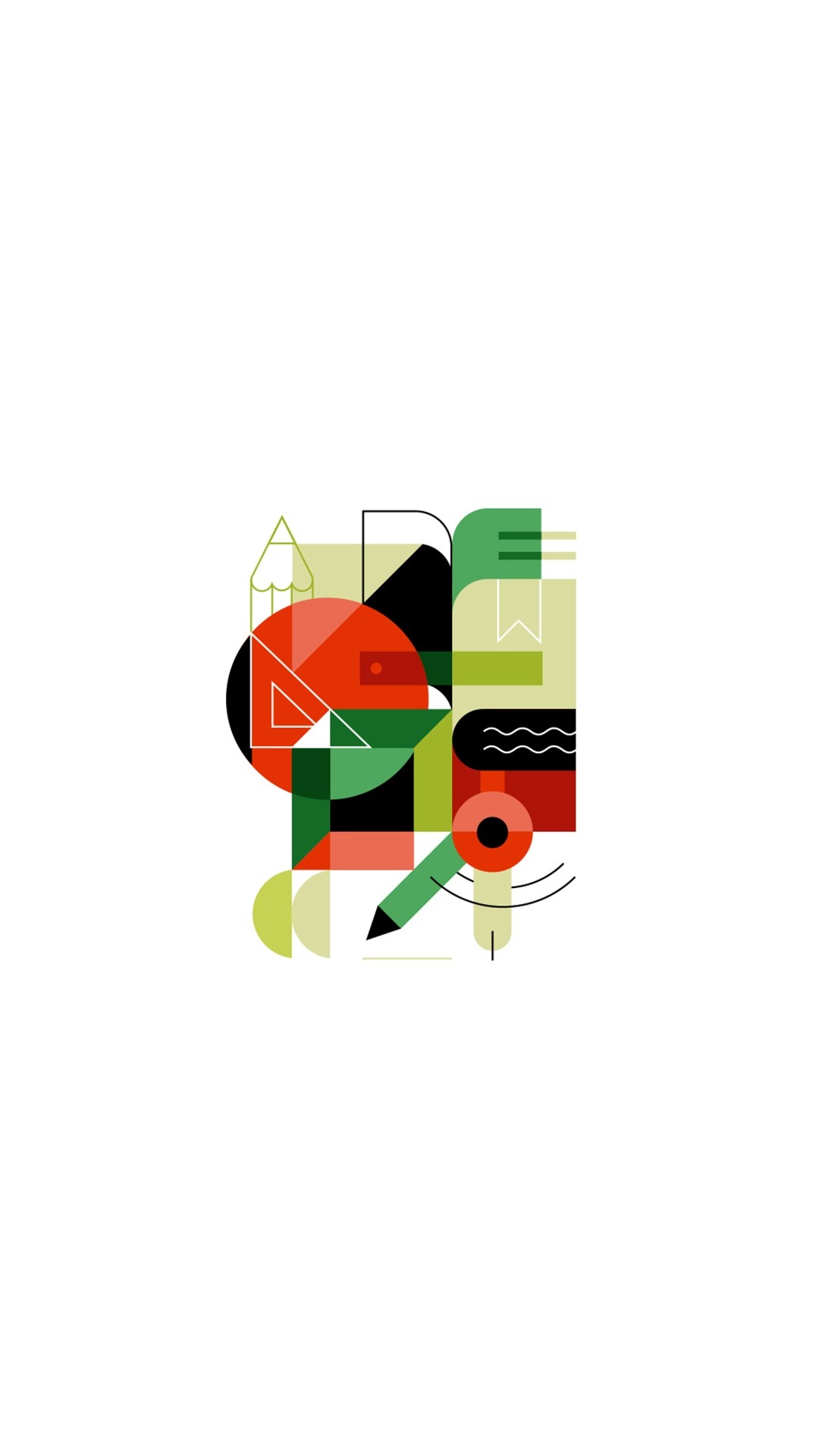 Abstract geometric composition with school supplies HD Wallpaper