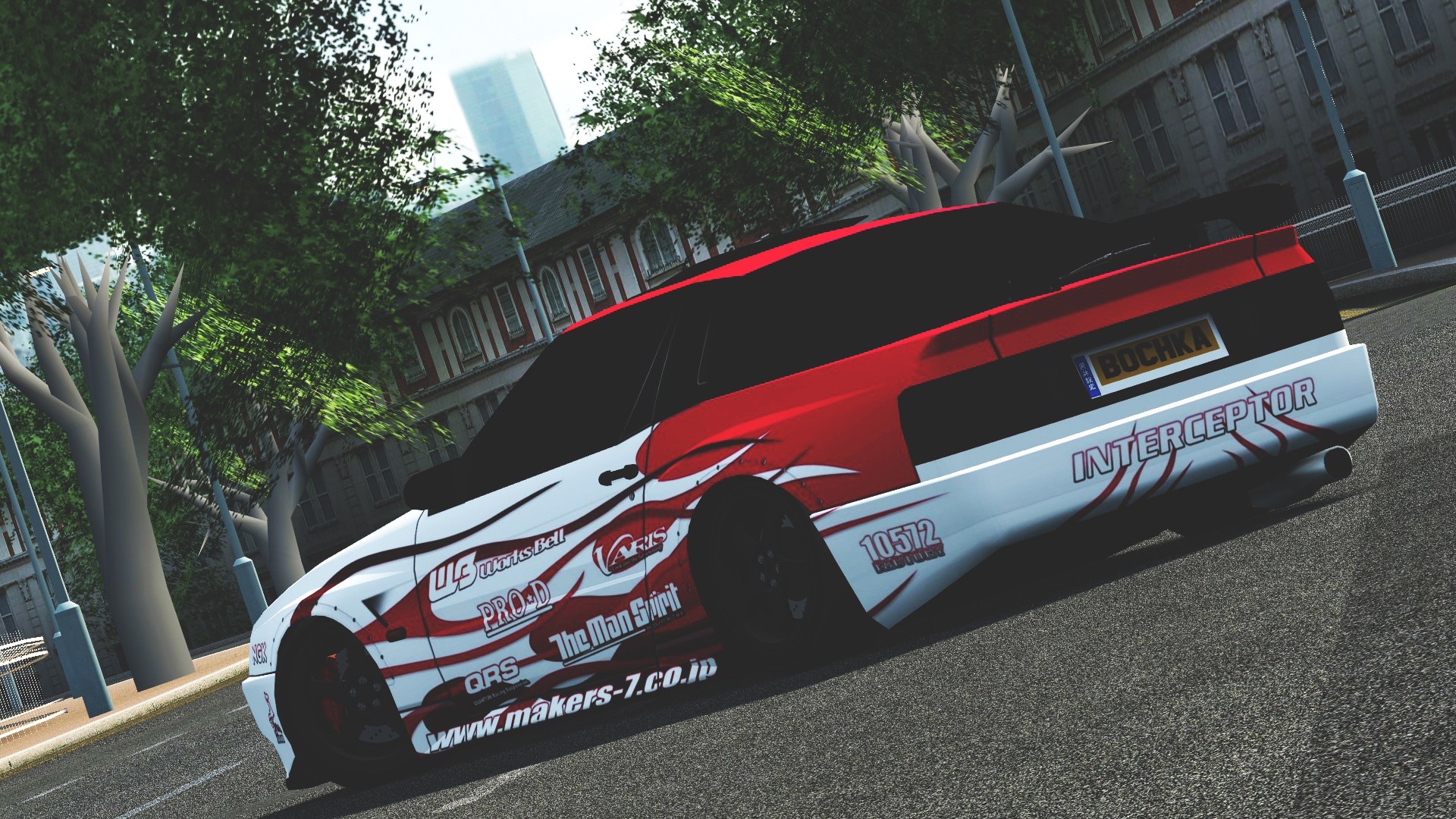 Customized sports car with "BUCHKA" license plate HD Wallpaper