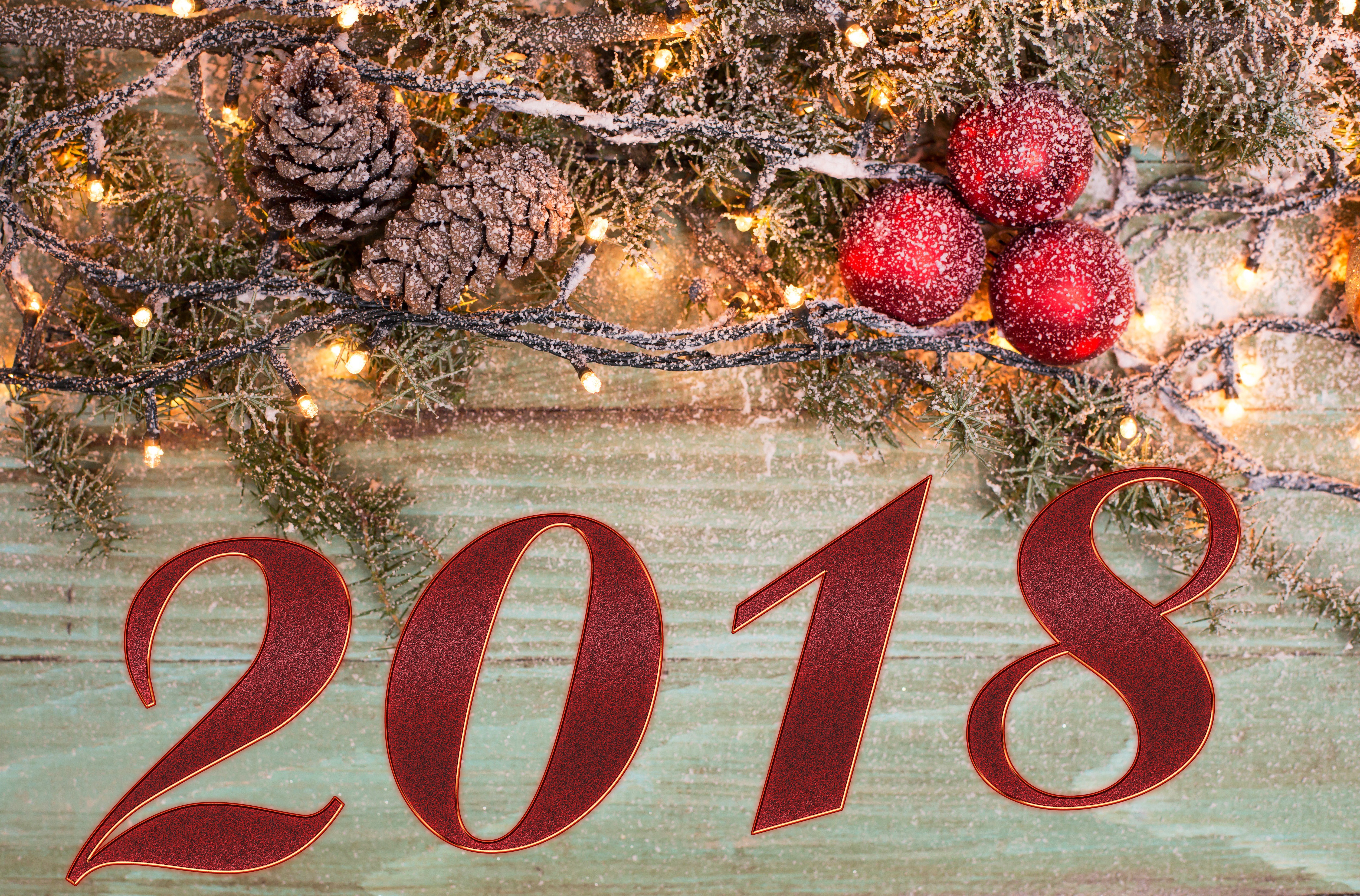 2018 New Year and Christmas Decorations HD Wallpaper