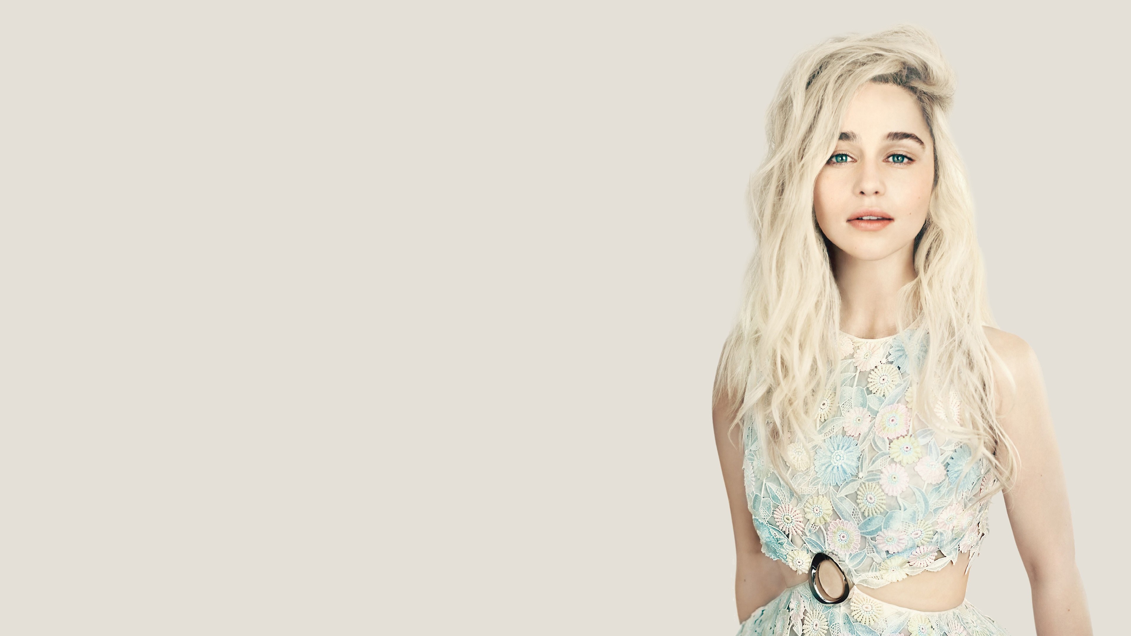 Emilia Clarke in a floral dress HD Wallpaper