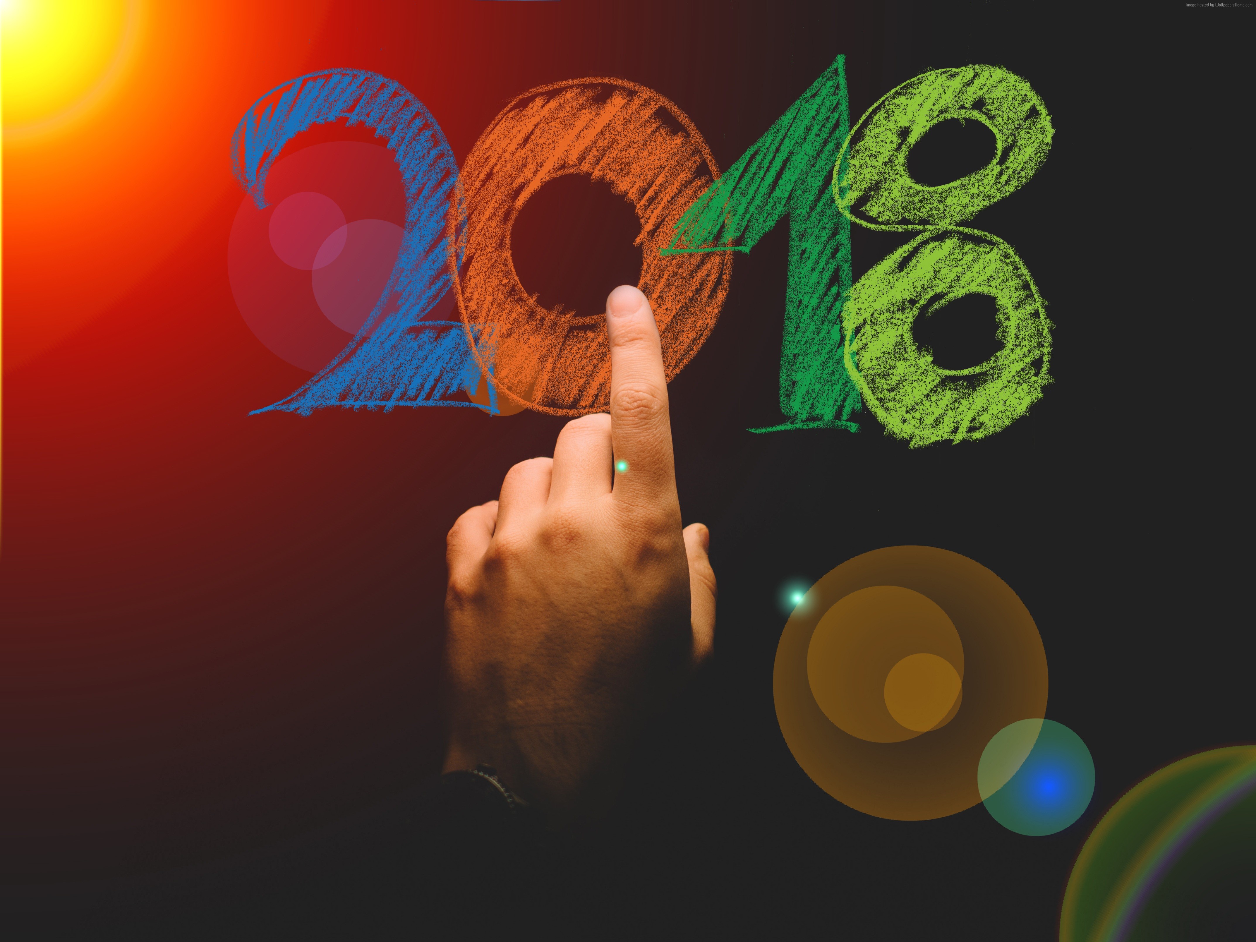 2018 New Year Chalk Art HD Wallpaper