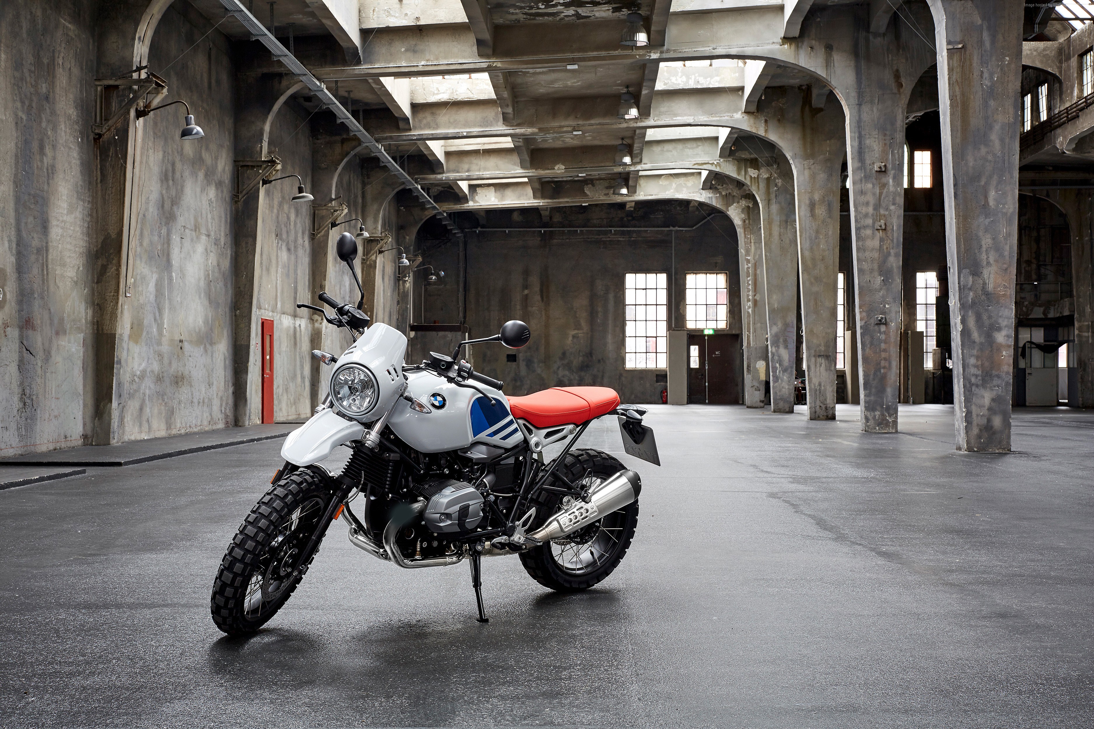 BMW R nineT Urban GS motorcycle in industrial building HD Wallpaper