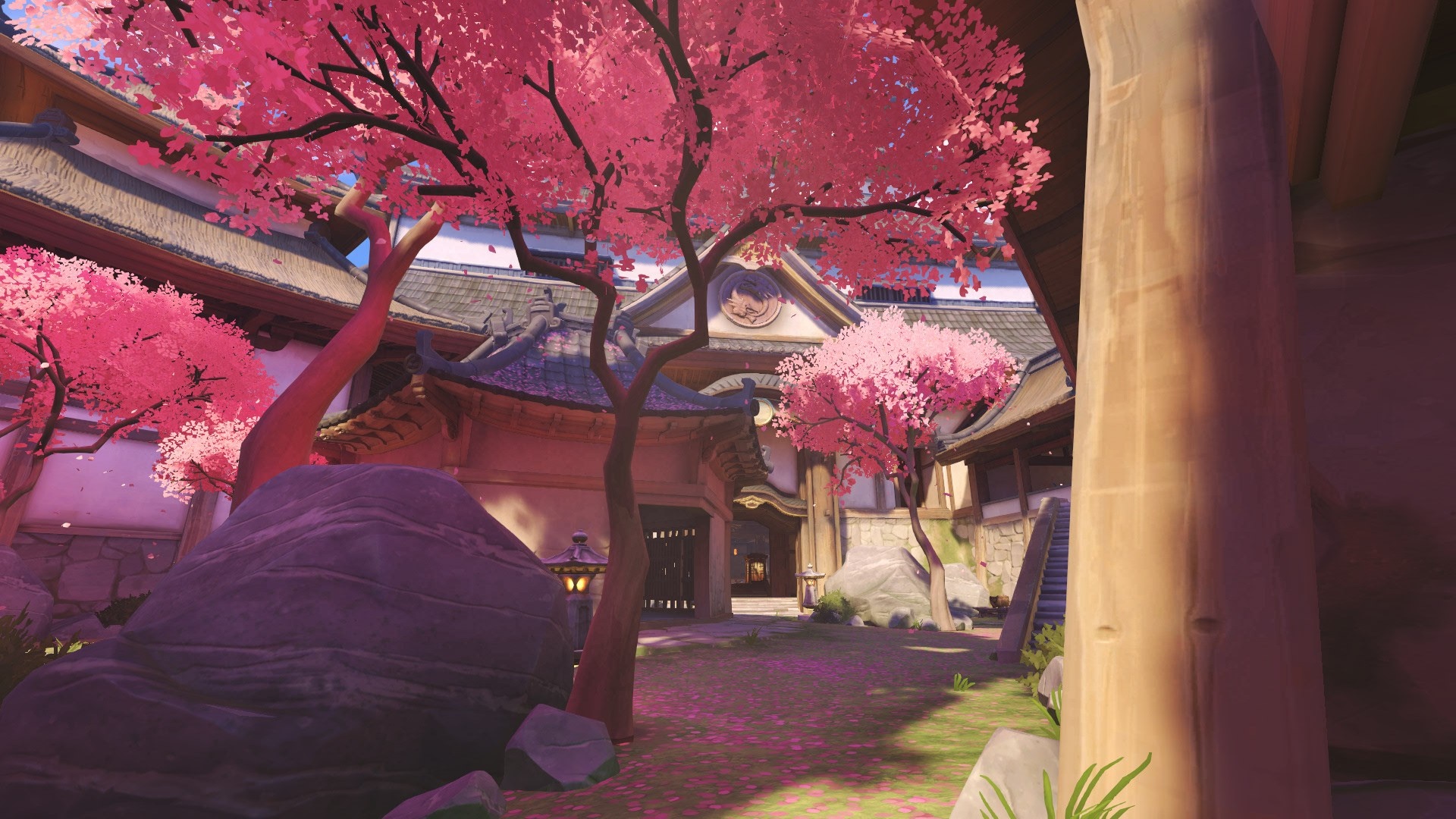 Hanamura Overwatch map with cherry blossoms HD Wallpaper