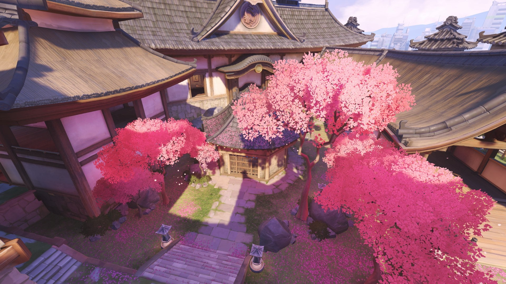 Hanamura Overwatch map with cherry blossoms HD Wallpaper