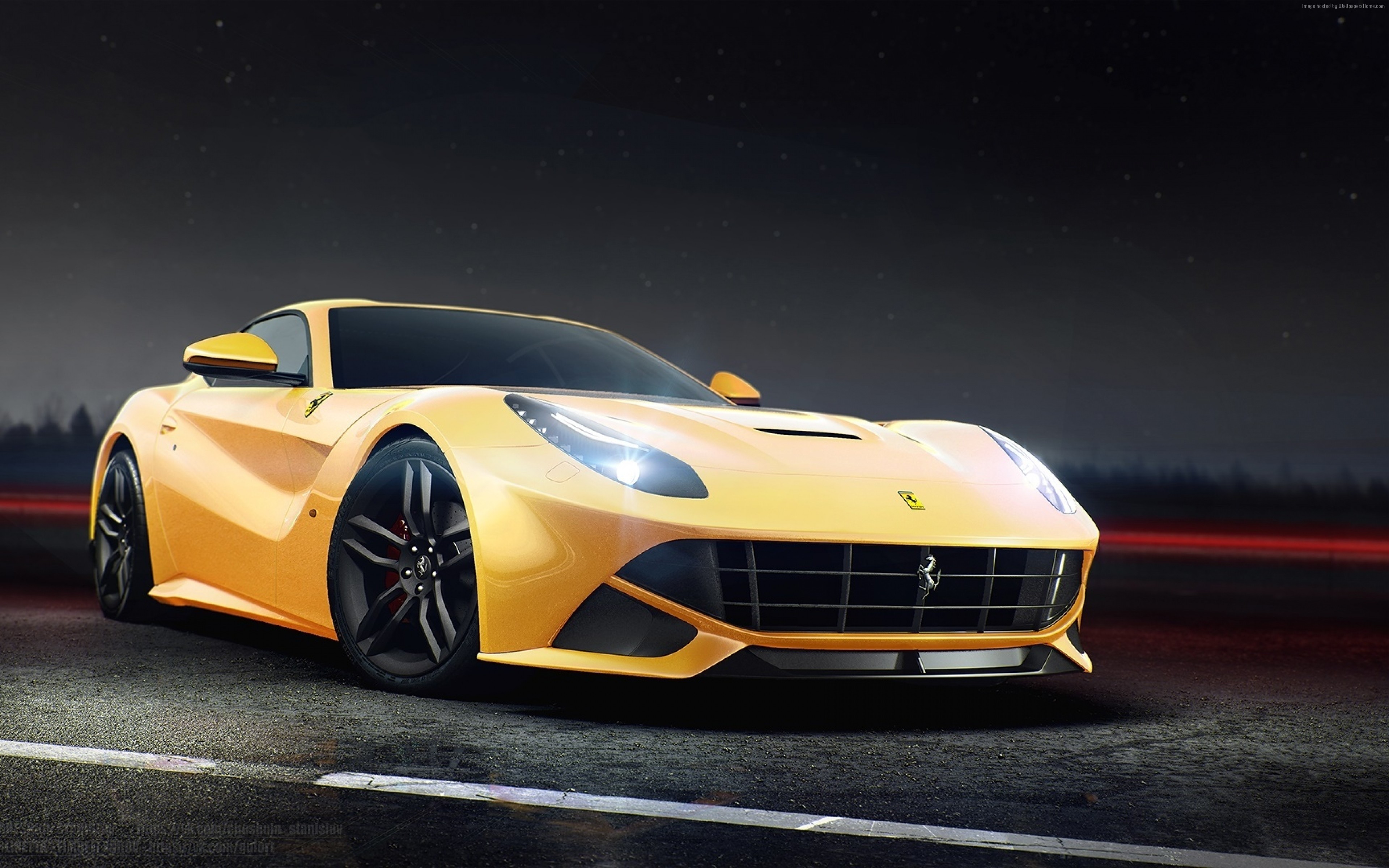 Yellow Ferrari F12 N-Largo 4K HD Wallpaper
