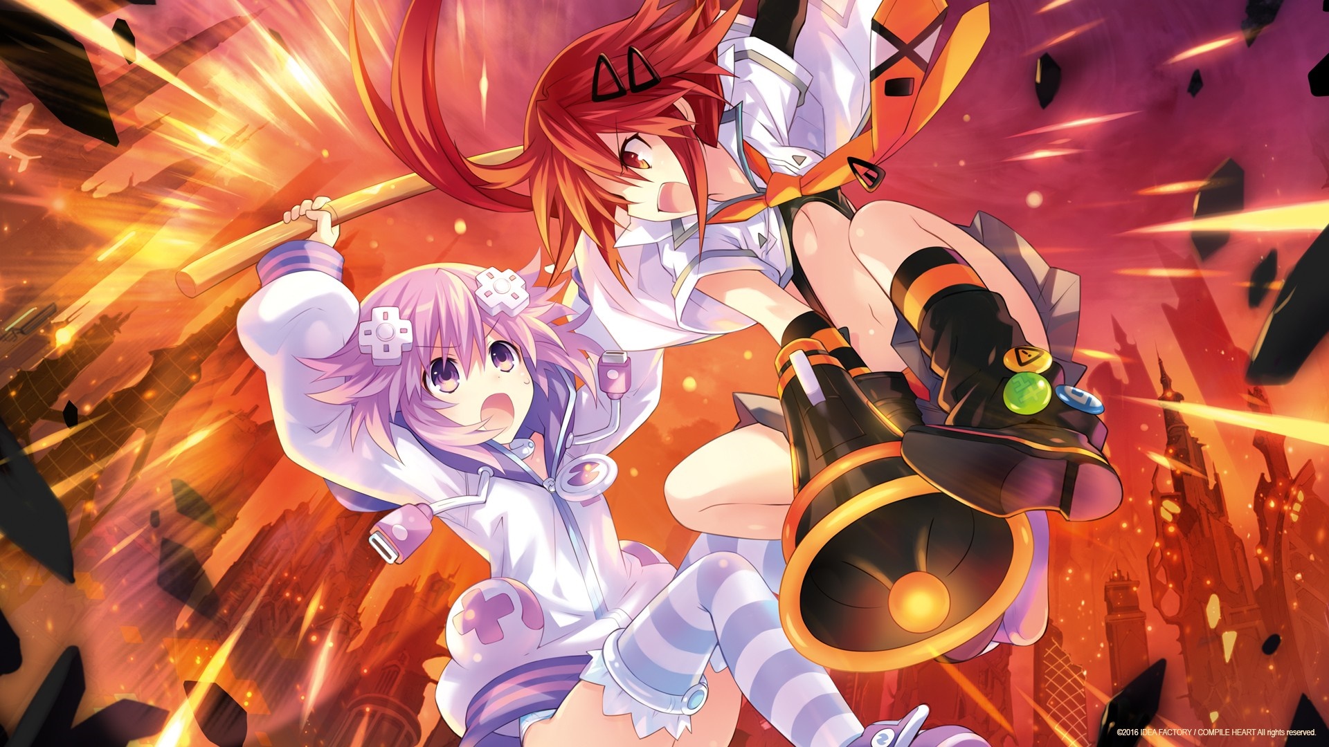 Neptune and Uzume from Hyperdimension Neptunia HD Wallpaper
