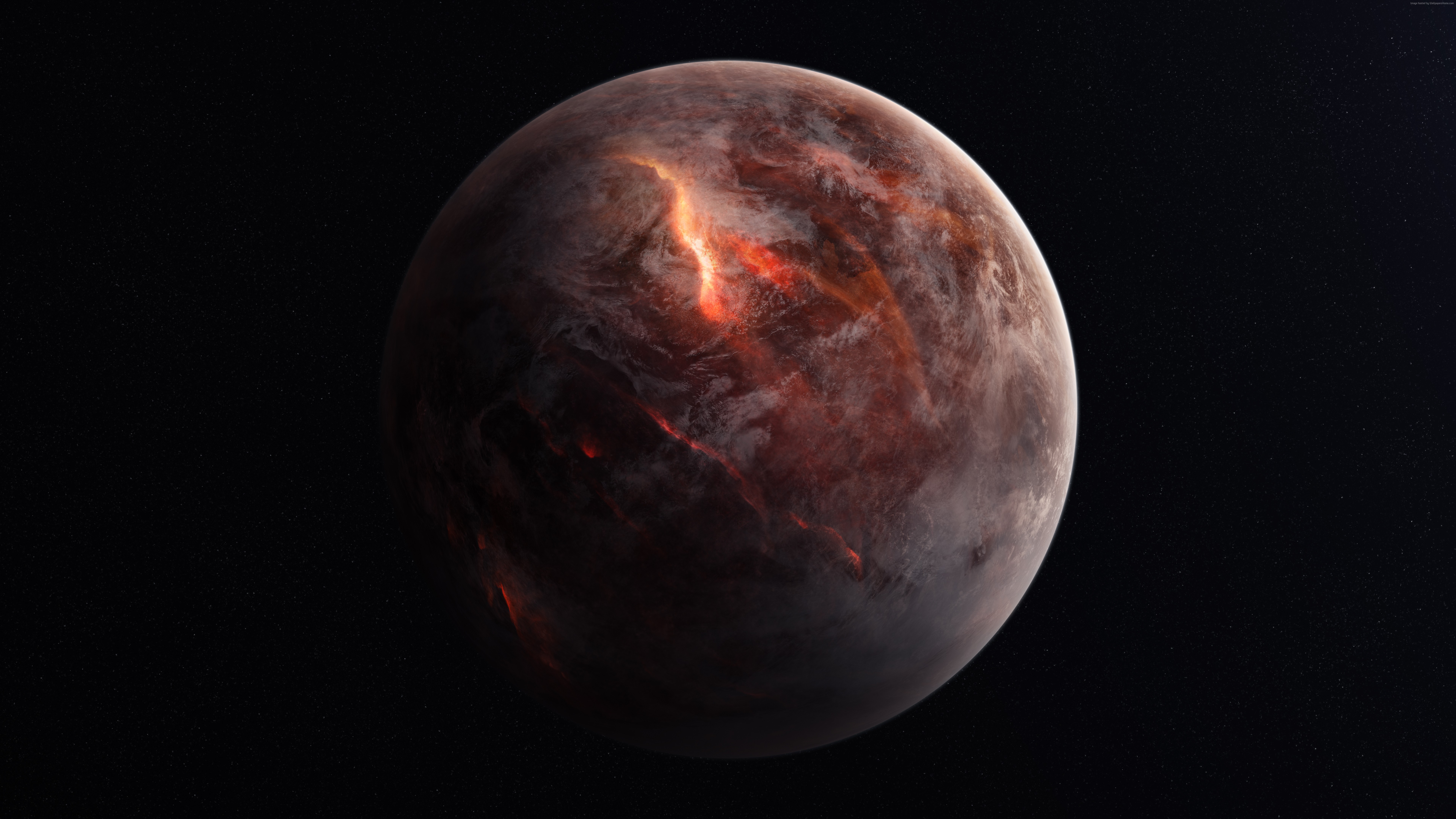 Volcanic planet in deep space HD Wallpaper
