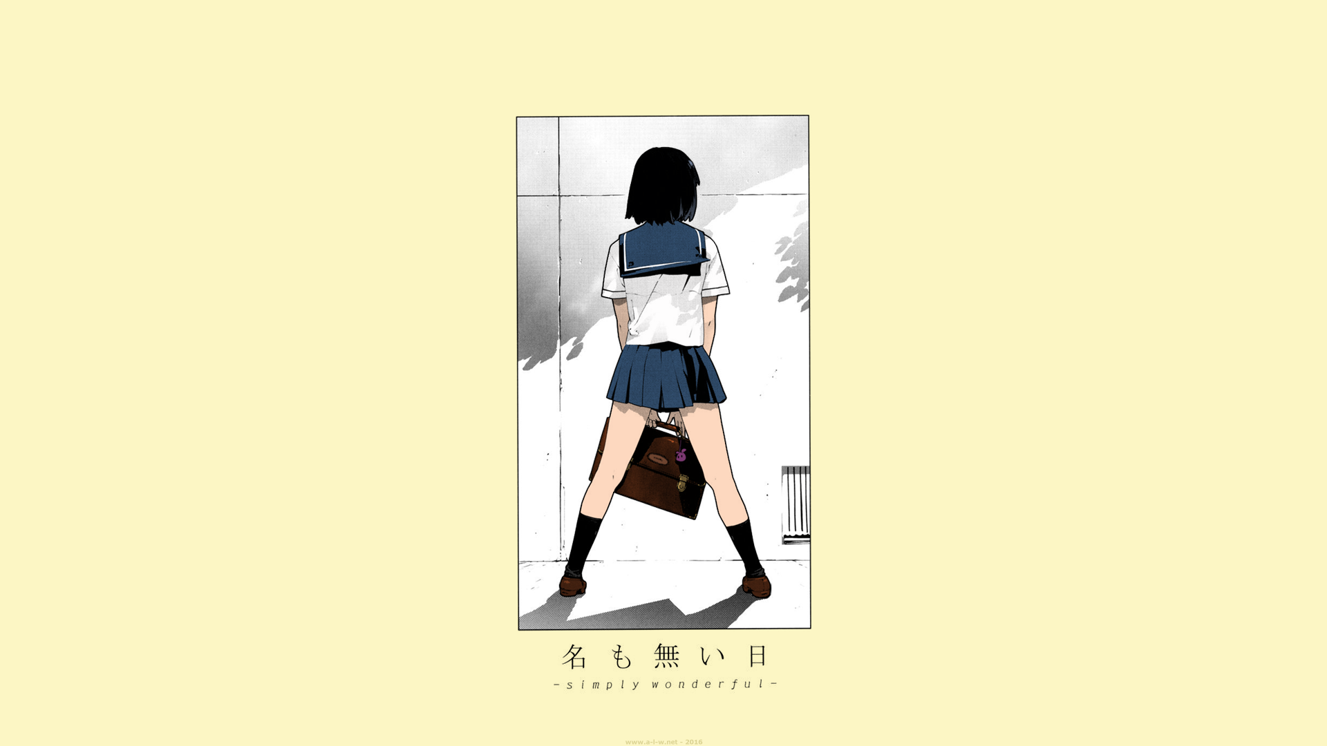 Anime schoolgirl with black hair and school uniform HD Wallpaper