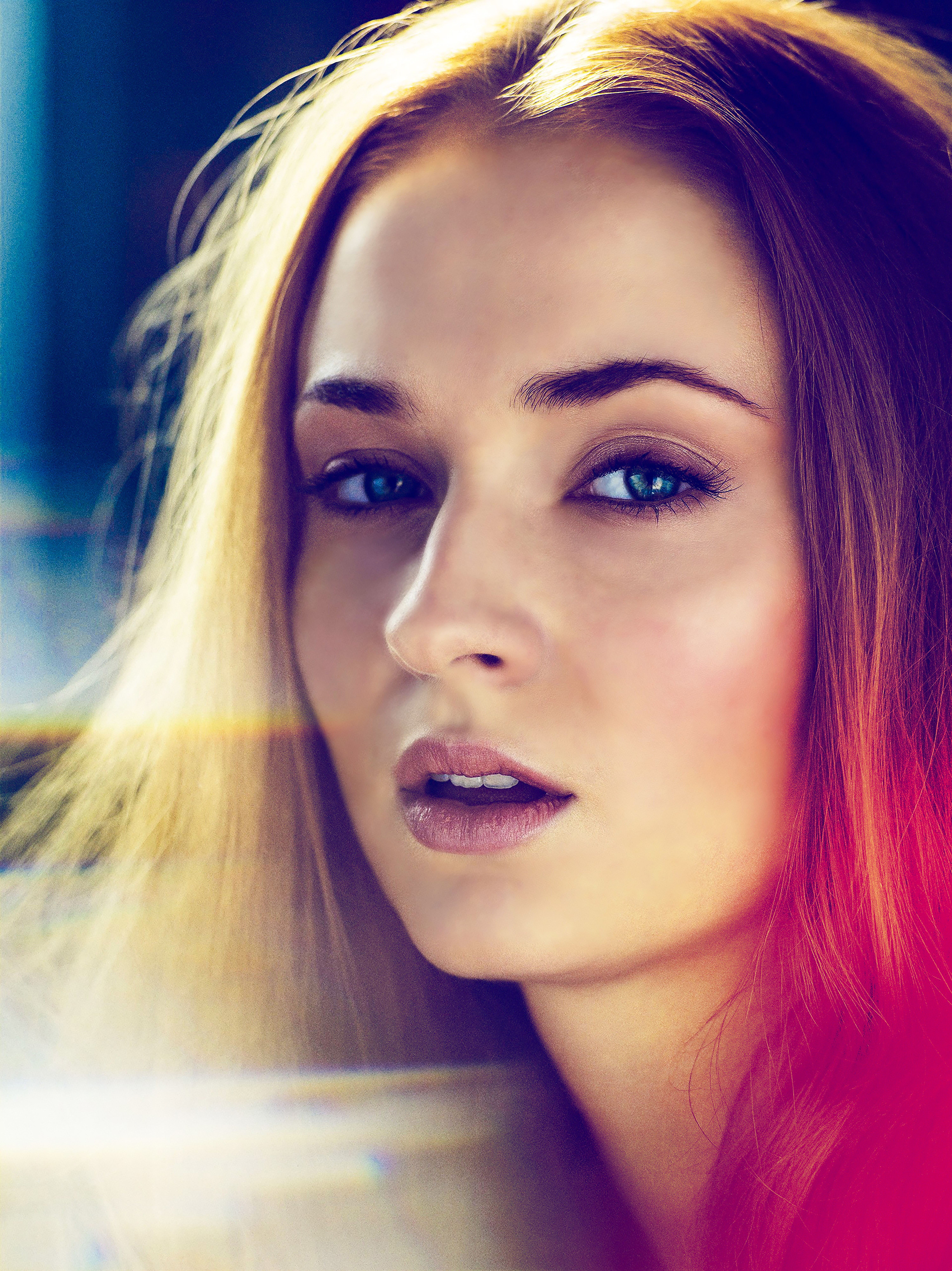 Close-Up Portrait of Sophie Turner with Red Hair HD Wallpaper