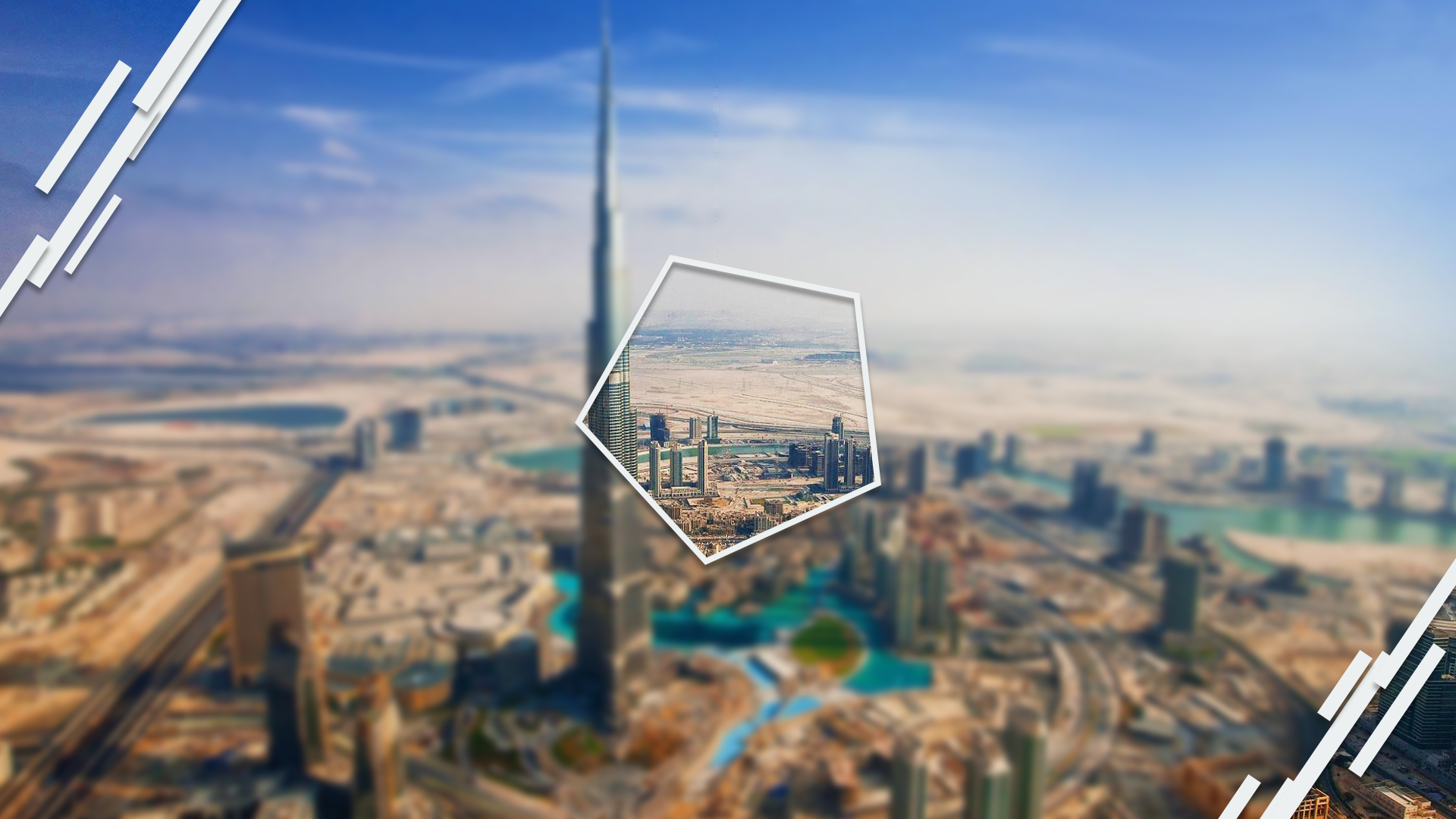 Aerial view of Dubai cityscape with Burj Khalifa HD Wallpaper
