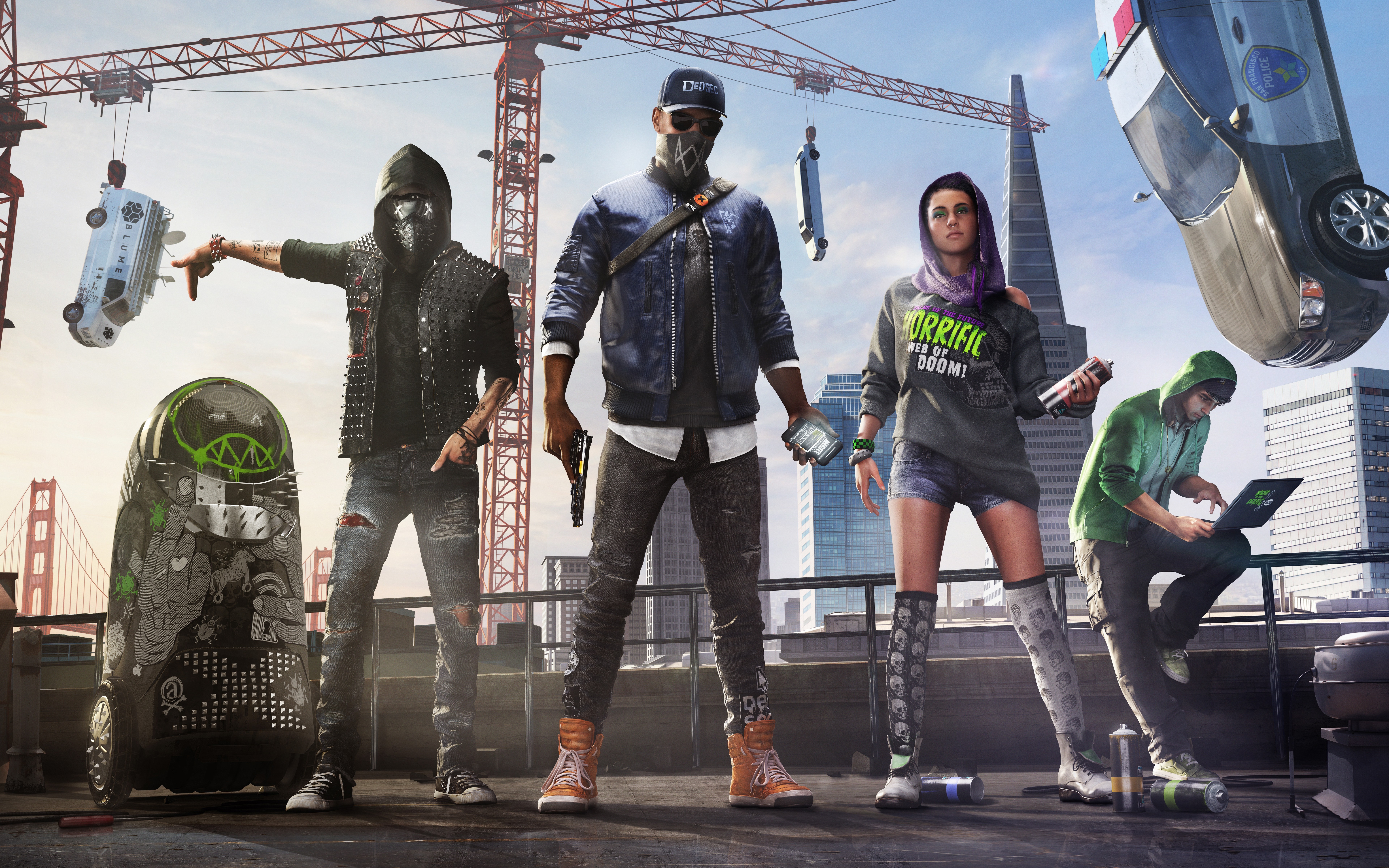 Watch Dogs 2 characters on a rooftop HD Wallpaper