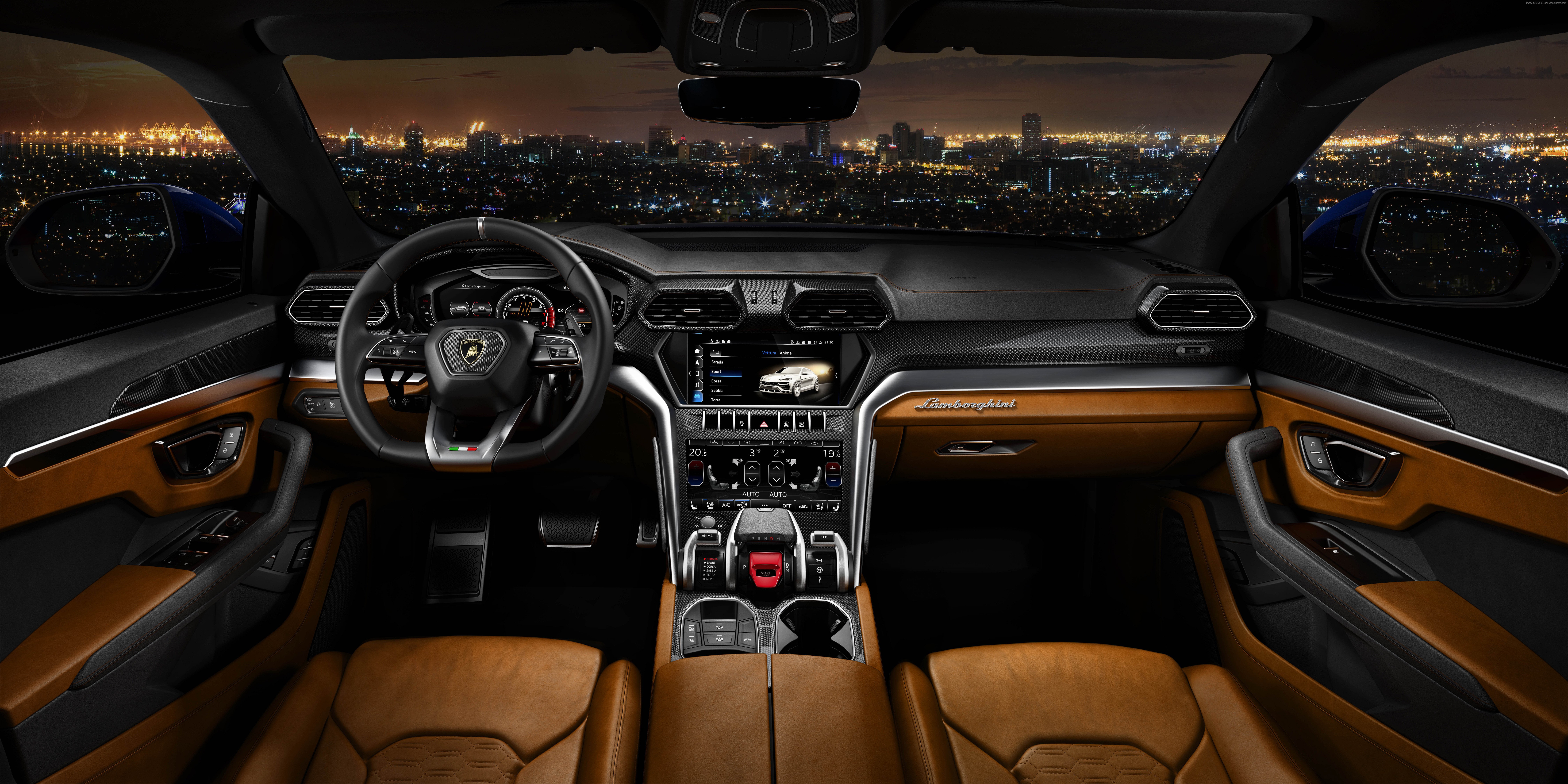 Lamborghini Urus Interior at Night HD Wallpaper