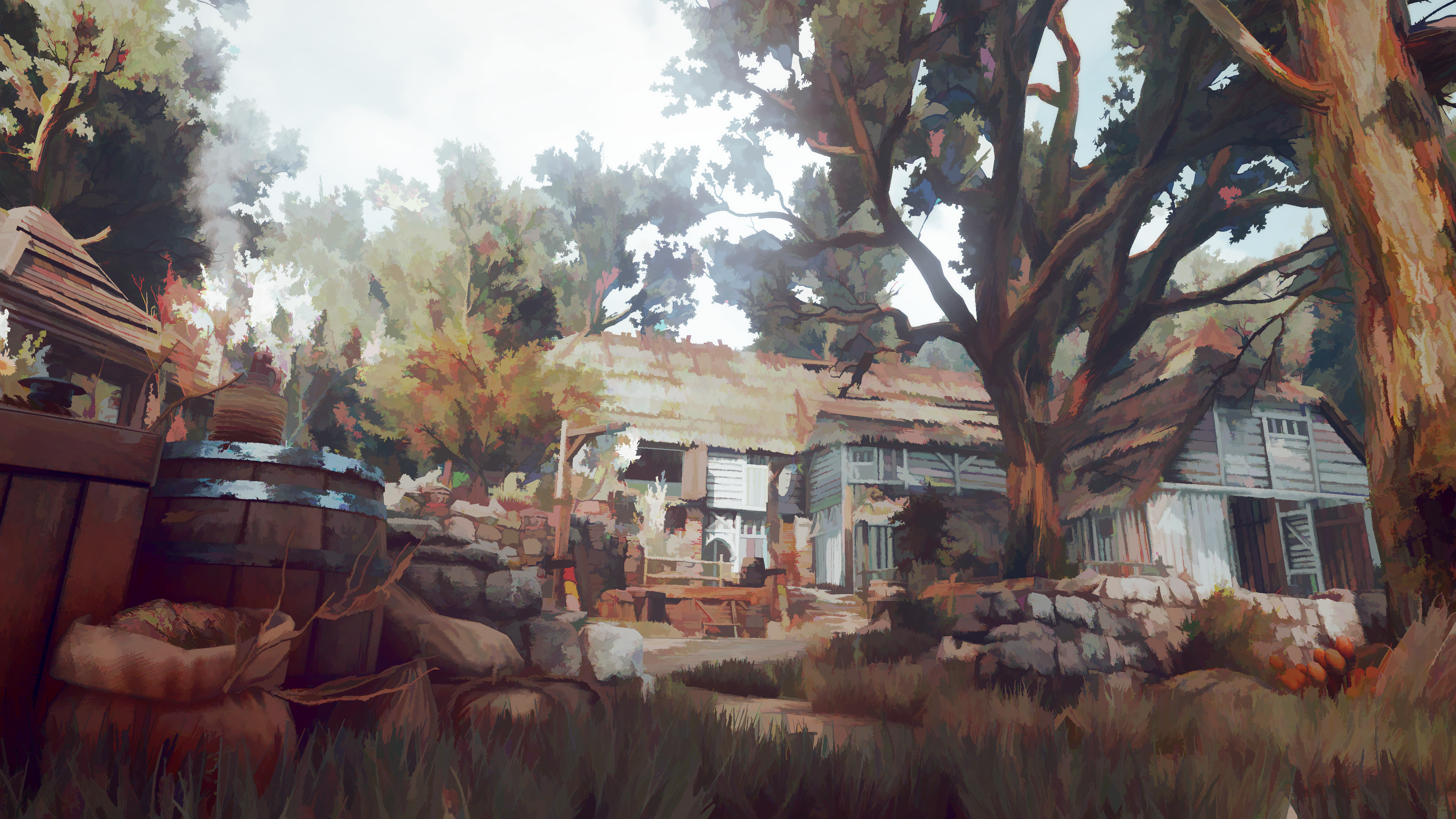 The Witcher 3 Wild Hunt screenshot of a village HD Wallpaper