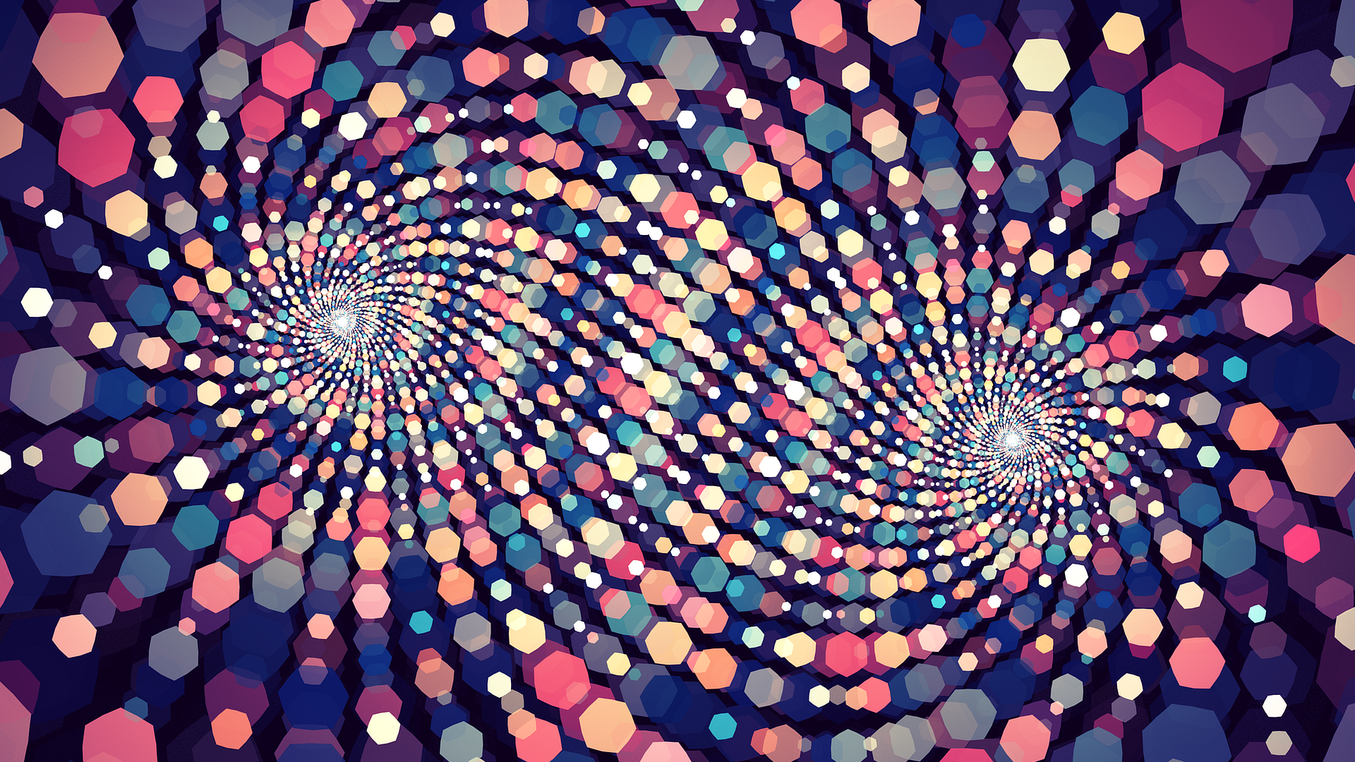 Abstract Hexagonal Swirl Pattern with Bokeh Effect HD Wallpaper