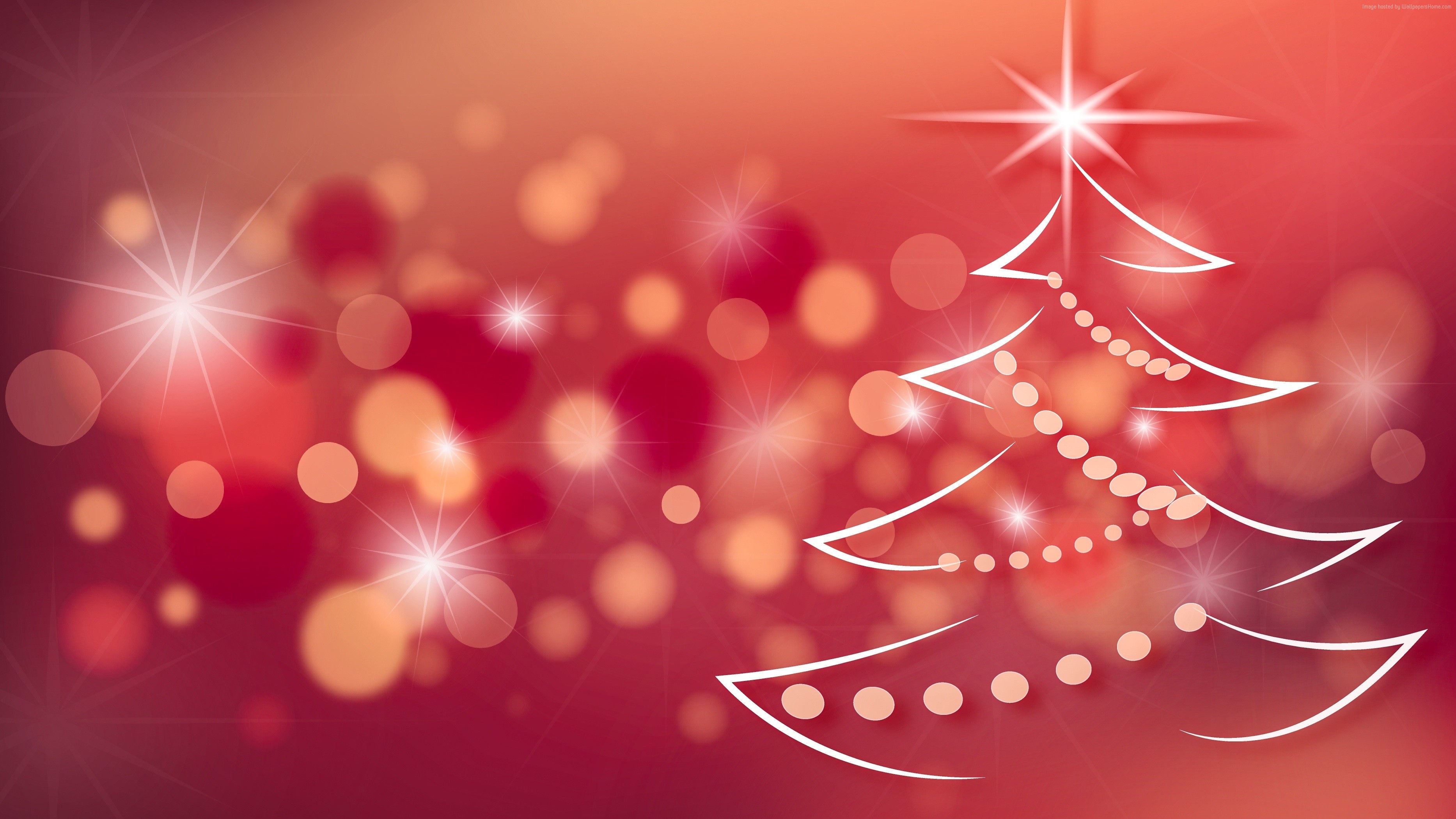 Christmas Tree with Bokeh and Stars 4K HD Wallpaper