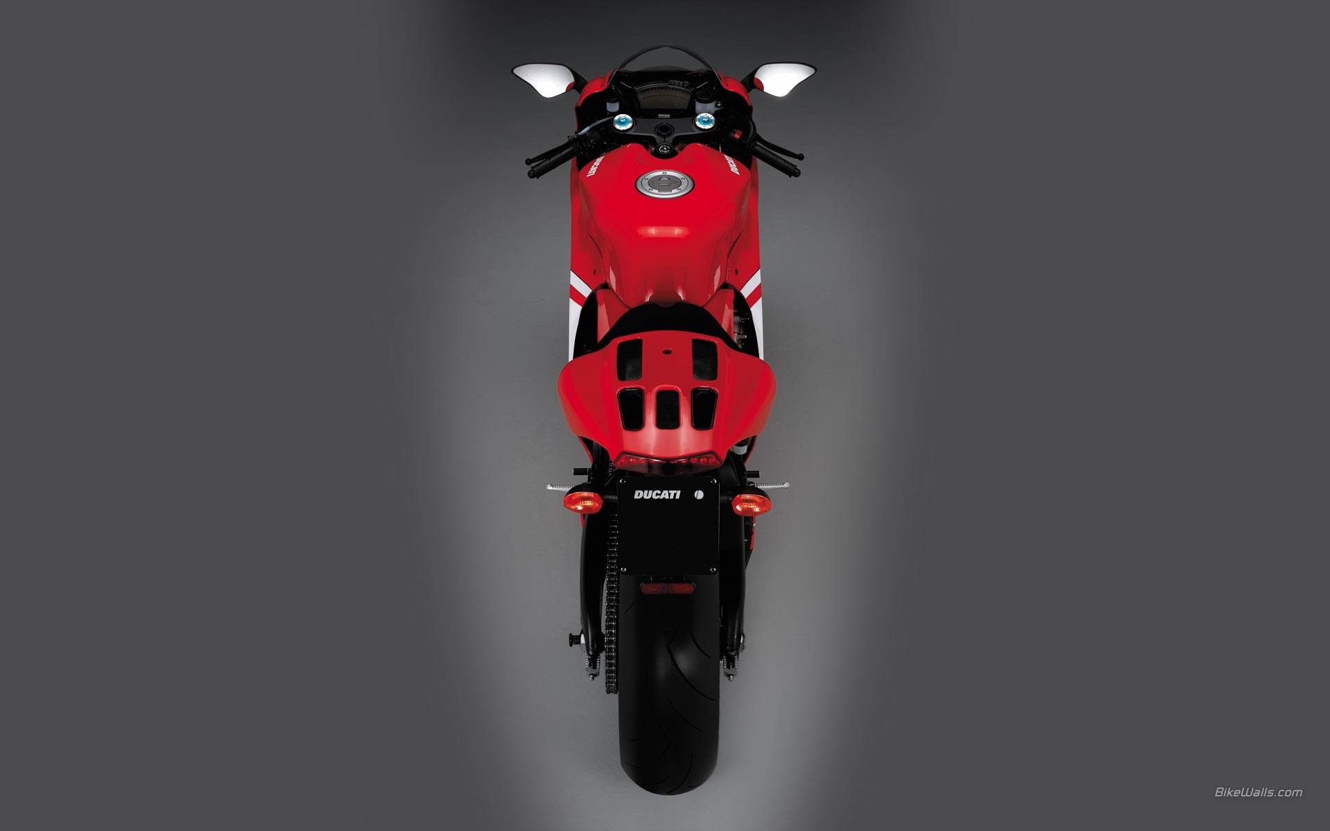 Red Ducati Motorcycle Top View HD Wallpaper
