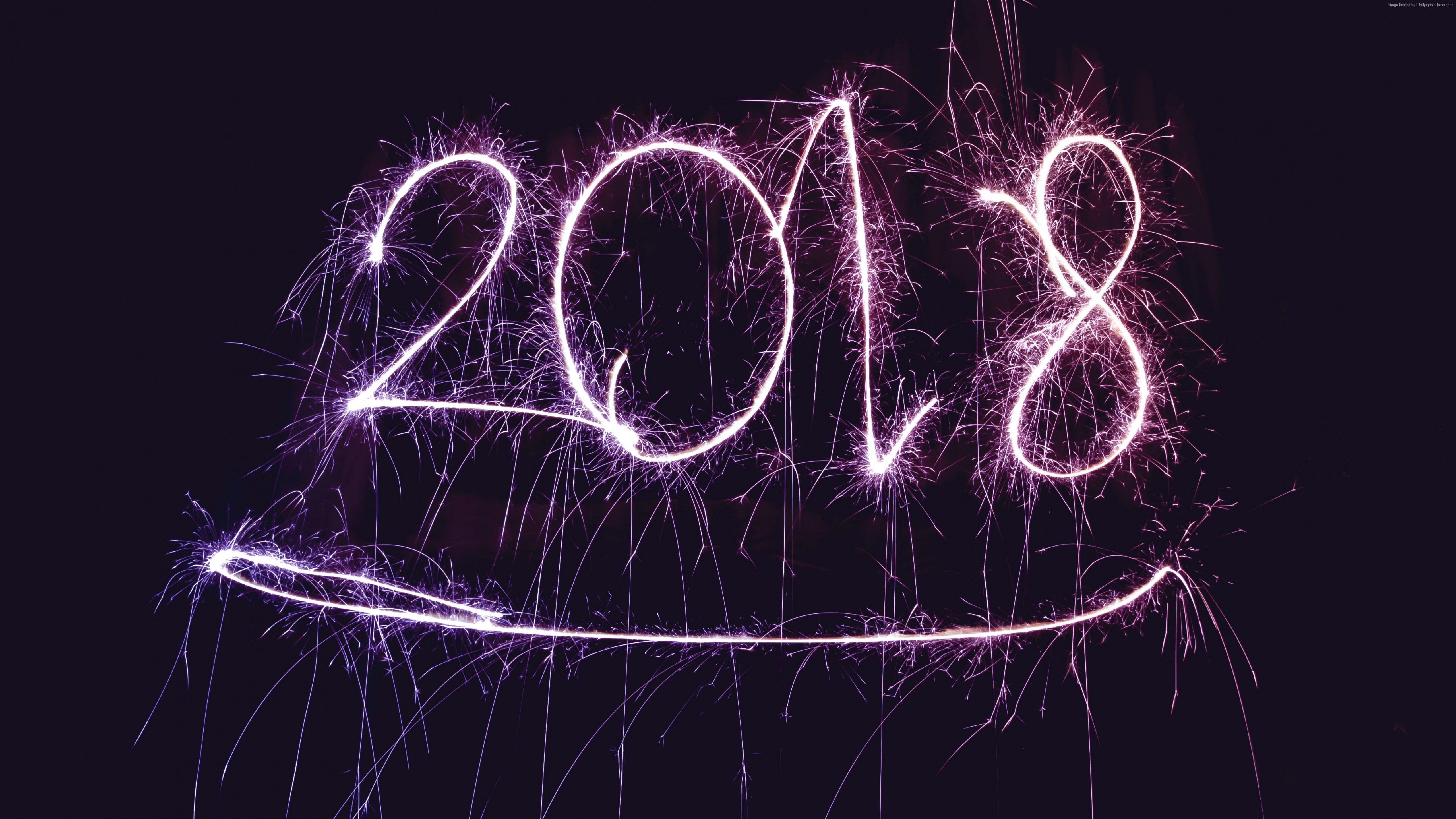 2018 New Year Sparkler Fireworks HD Wallpaper