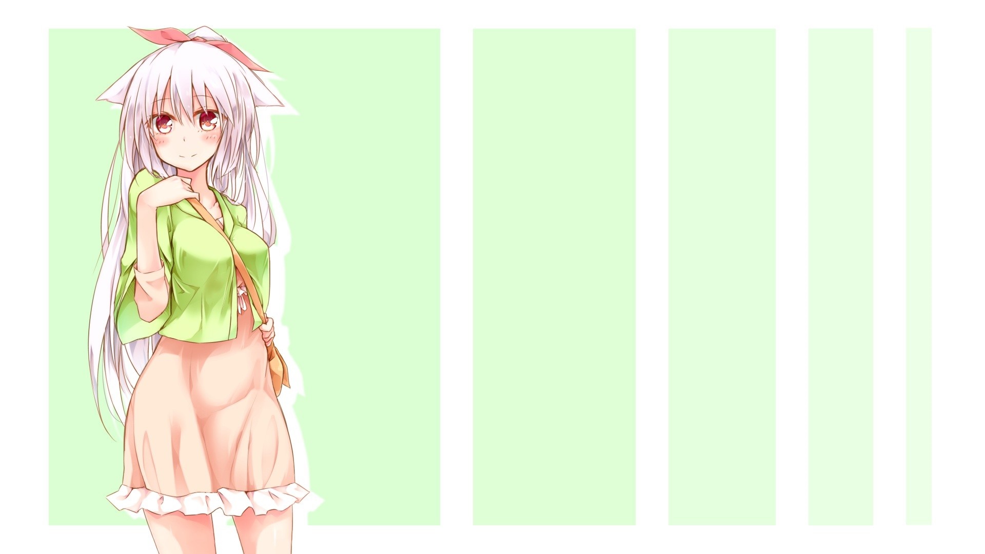 Anime girl with white hair and red eyes HD Wallpaper