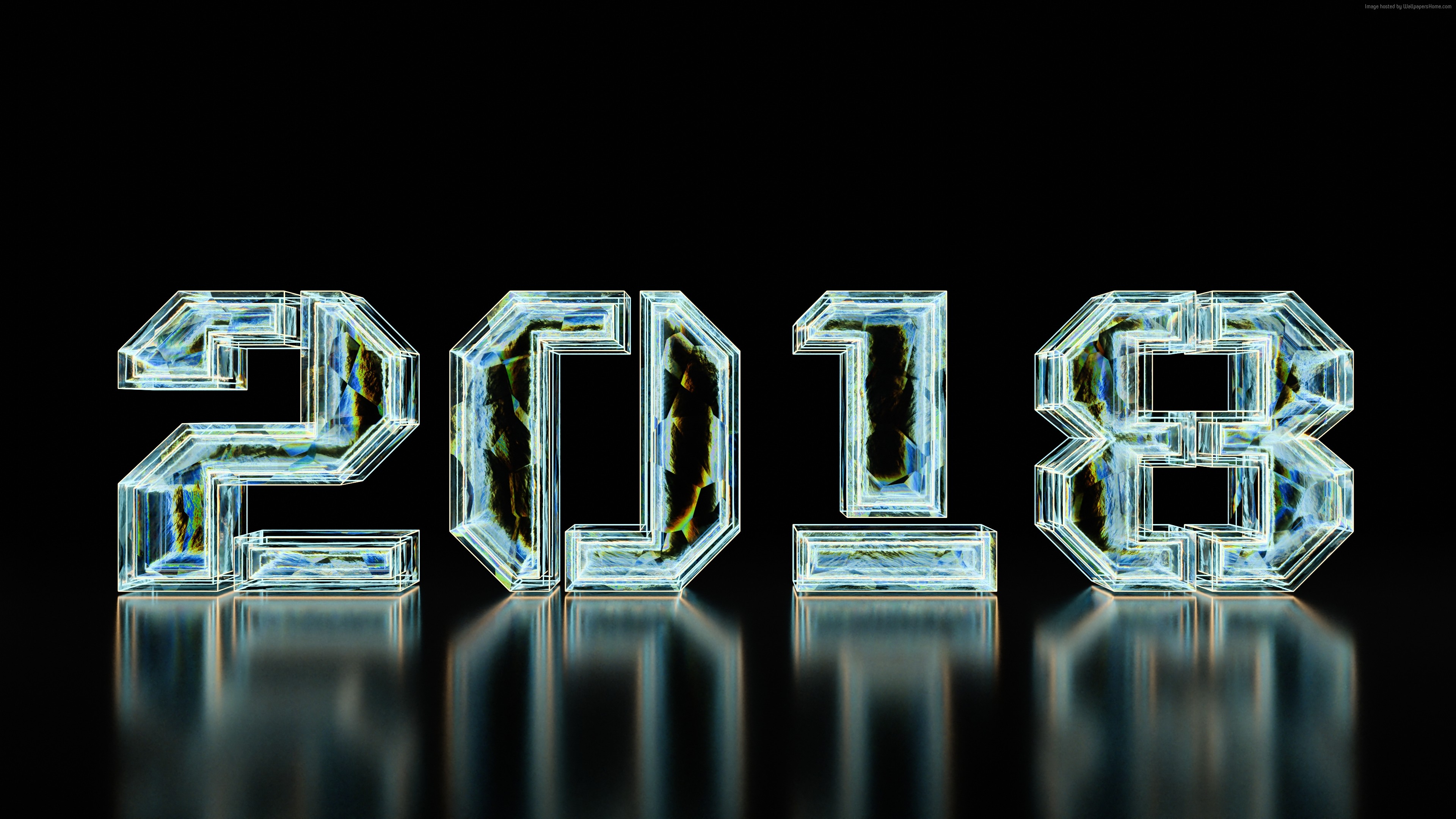 3D Ice Numbers 2018 4K HD Wallpaper