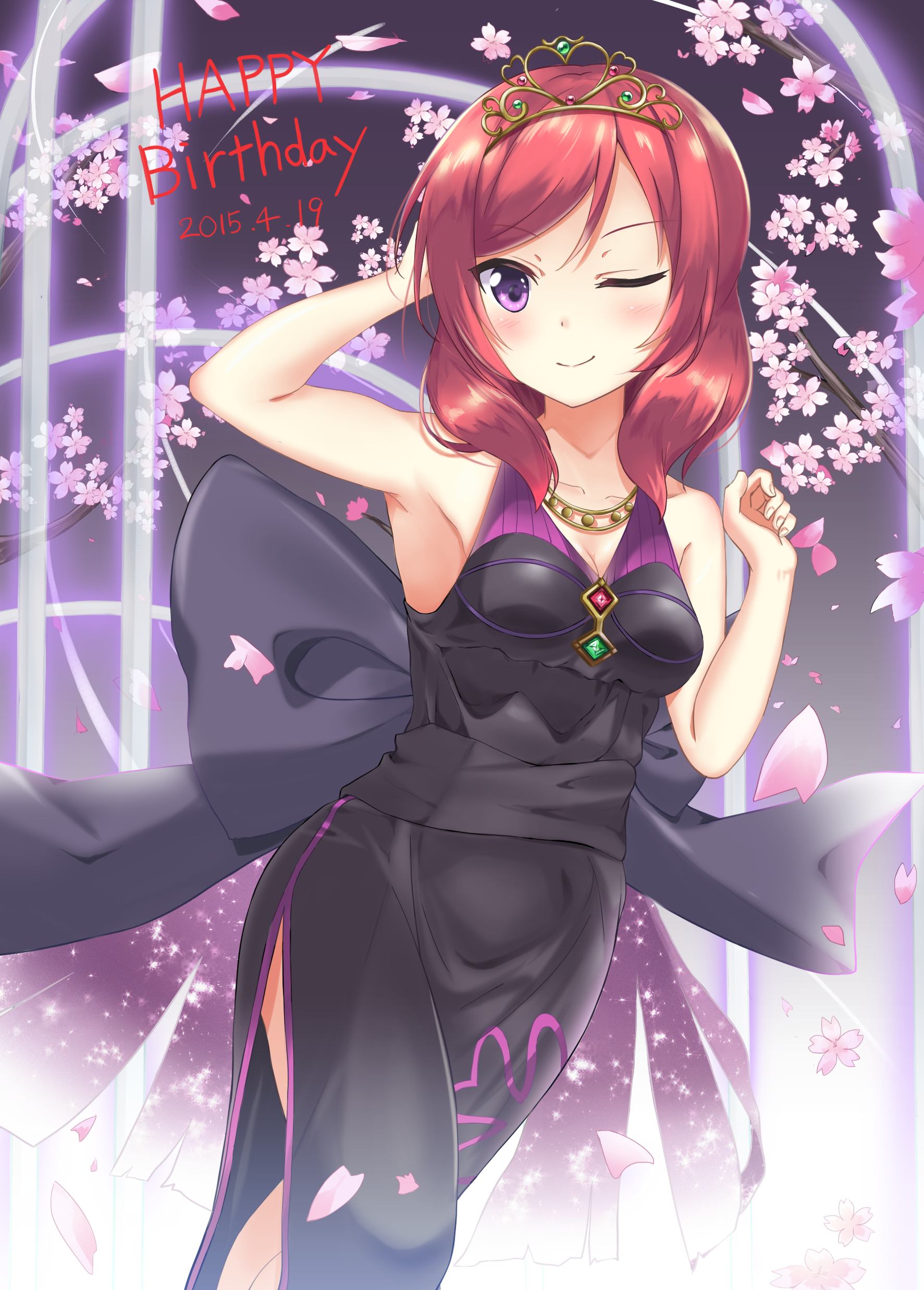 Nishikino Maki from Love Live! Birthday Illustration HD Wallpaper
