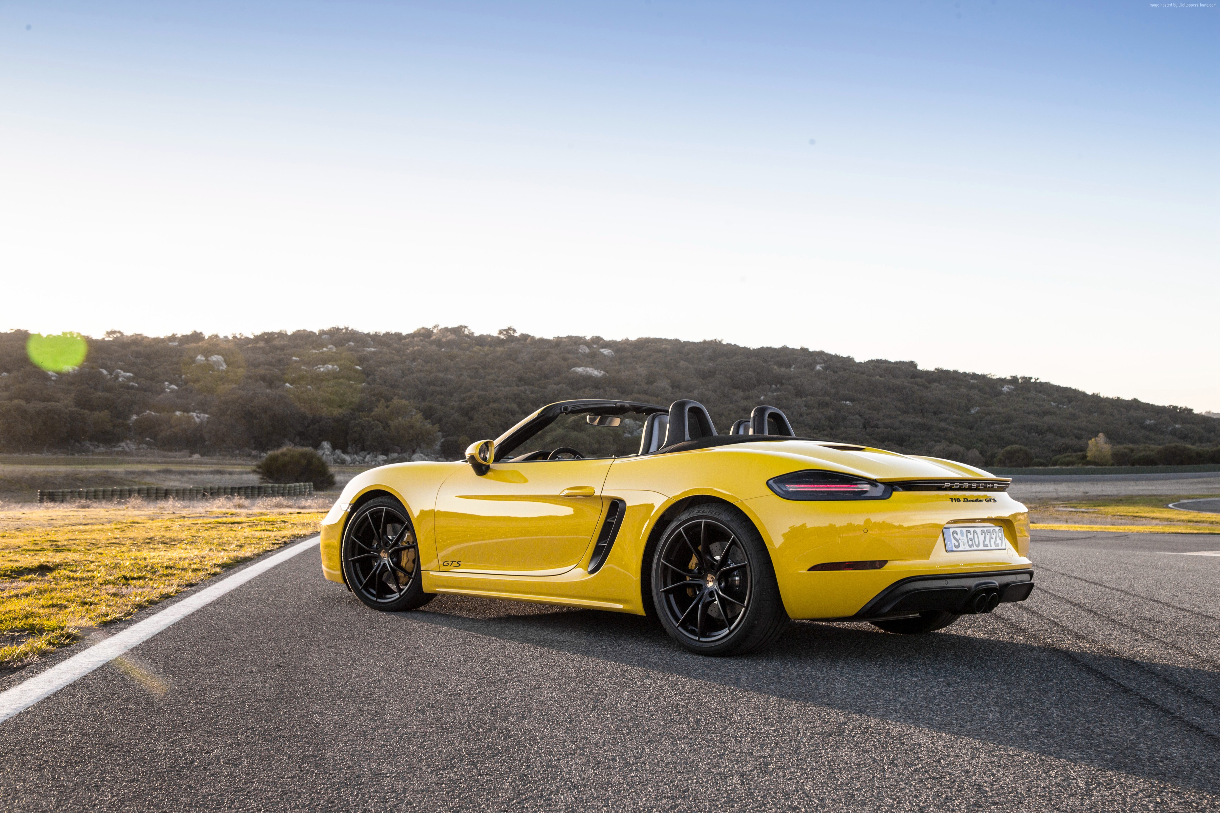 Yellow Porsche 718 Boxster GTS 4K HD Wallpaper