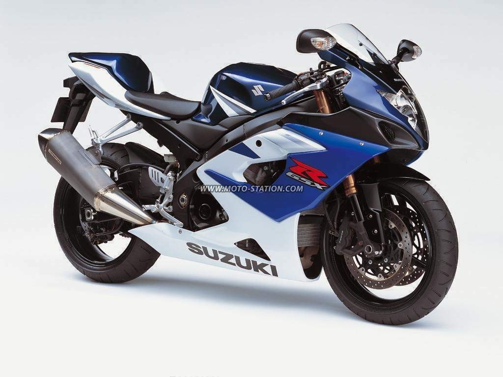 Blue and white Suzuki GSX motorcycle HD Wallpaper