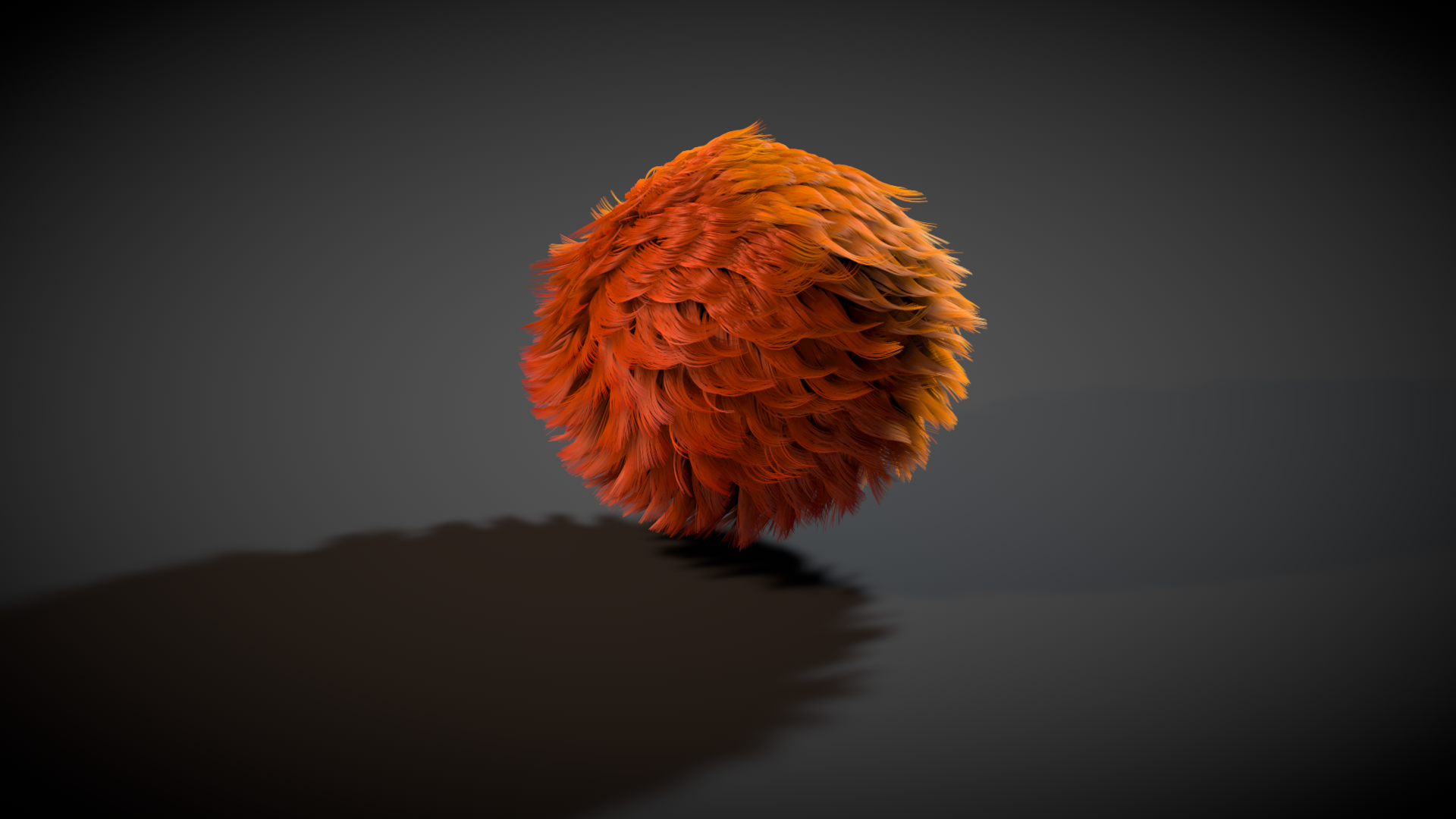 Orange and yellow fluffy ball with shadow HD Wallpaper