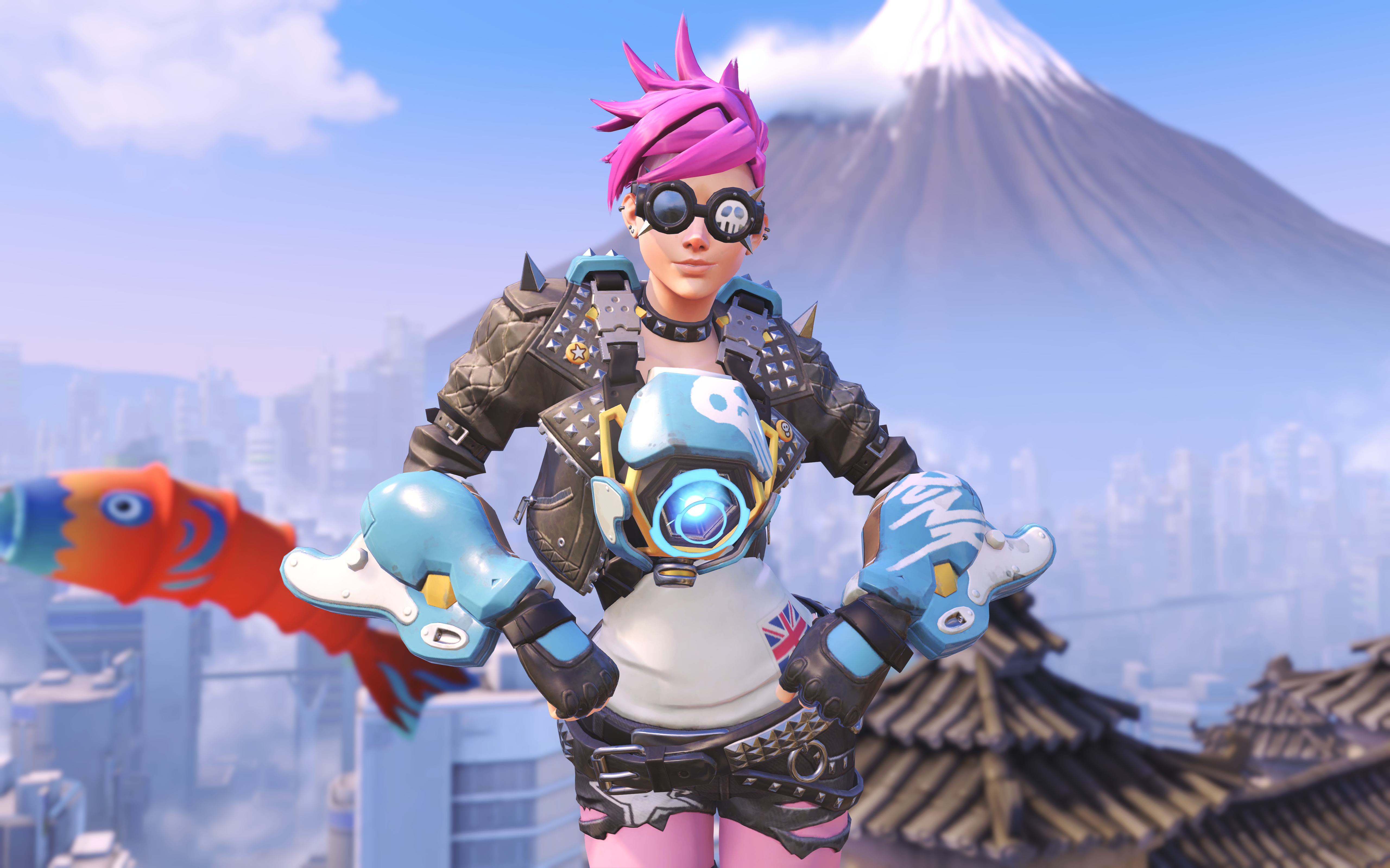 Tracer from Overwatch with a Koinobori HD Wallpaper