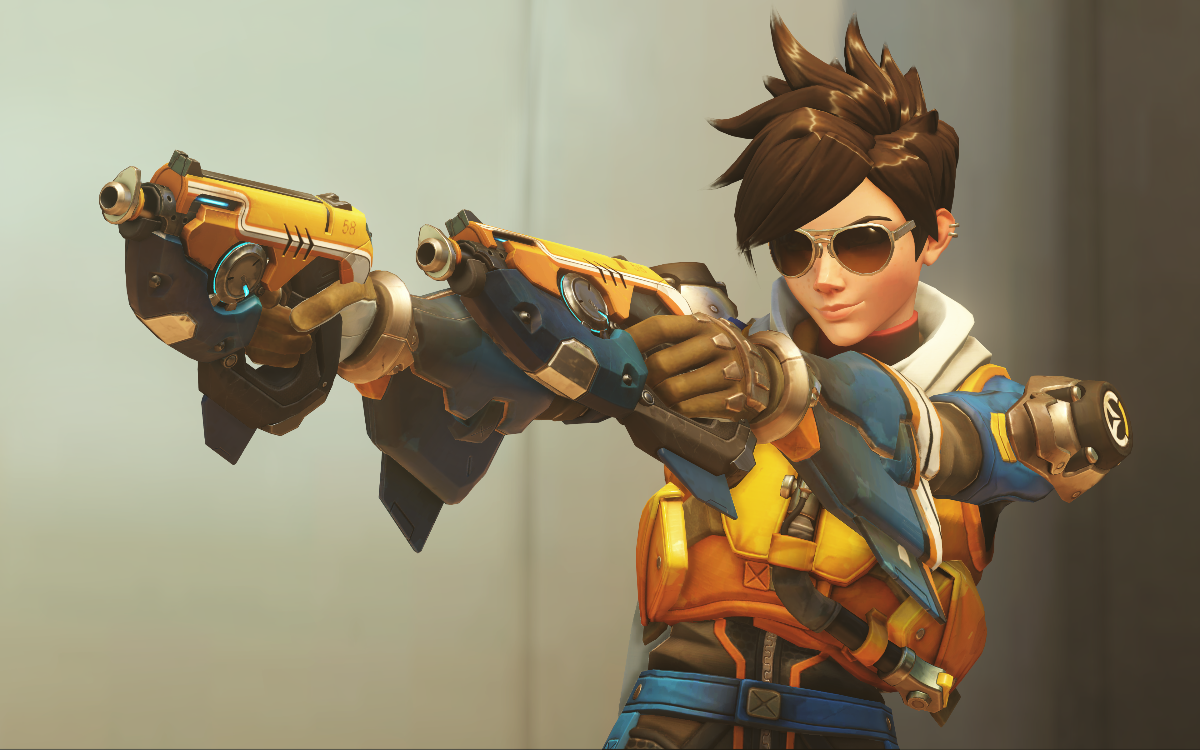 Tracer from Overwatch holding her pistols HD Wallpaper