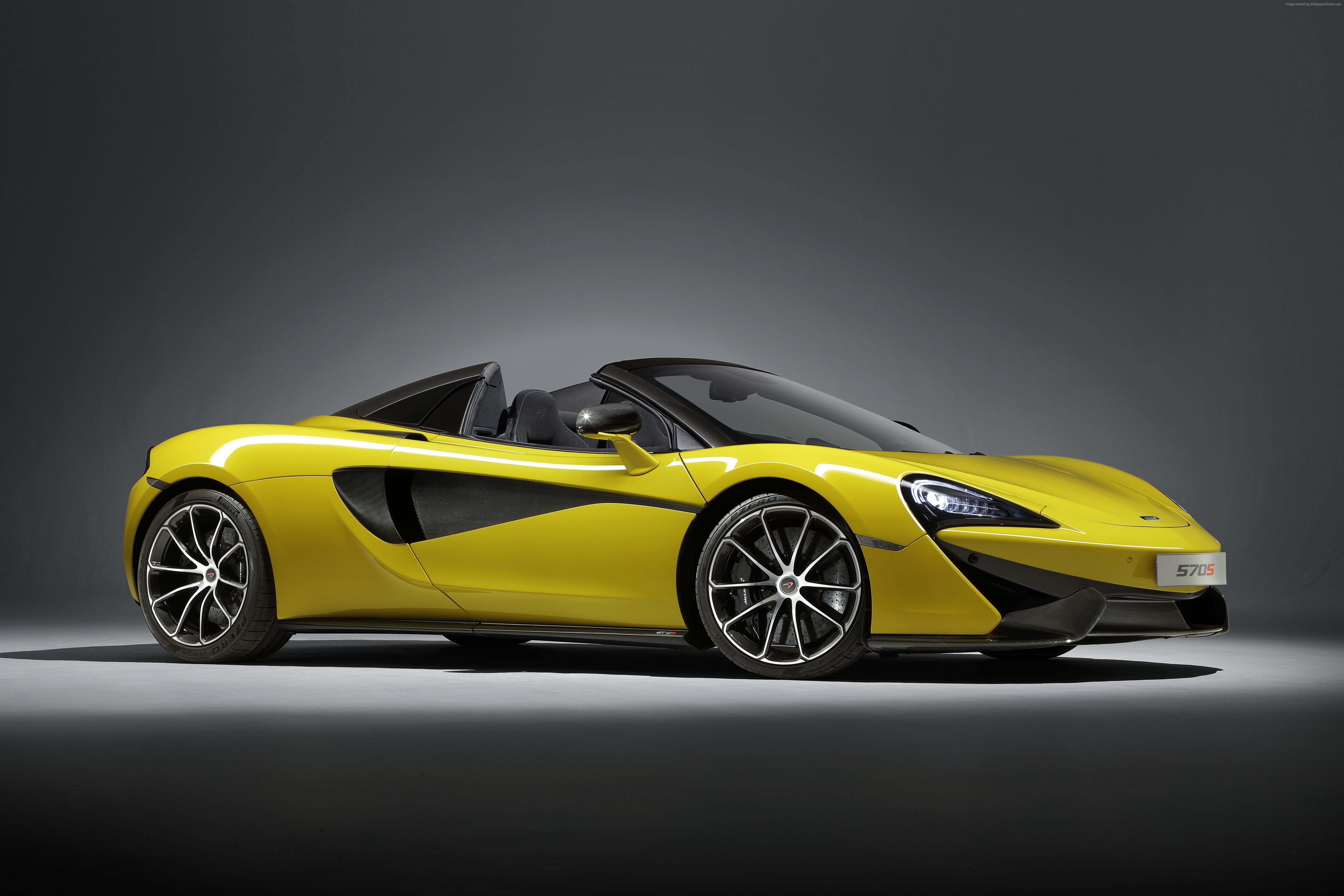 Yellow McLaren 570S Spider Convertible 2018 HD Wallpaper